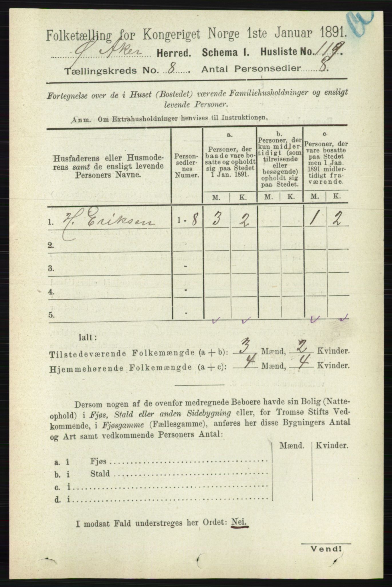 RA, 1891 census for 0218 Aker, 1891, p. 7223