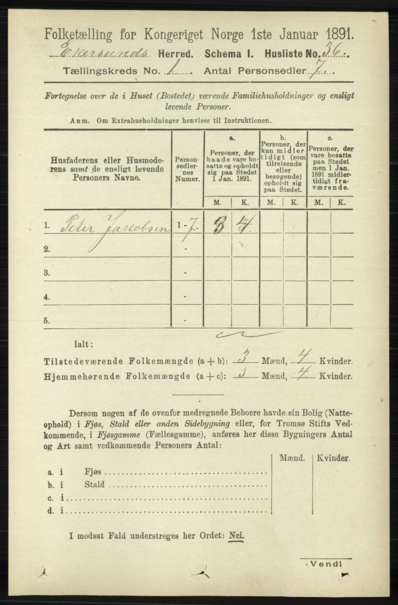 RA, 1891 census for 1116 Eigersund herred, 1891, p. 57