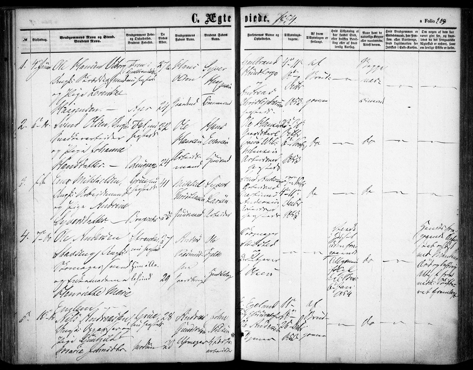 Oslo domkirke Kirkebøker, SAO/A-10752/F/Fa/L0020: Parish register (official) no. 20, 1848-1865, p. 209