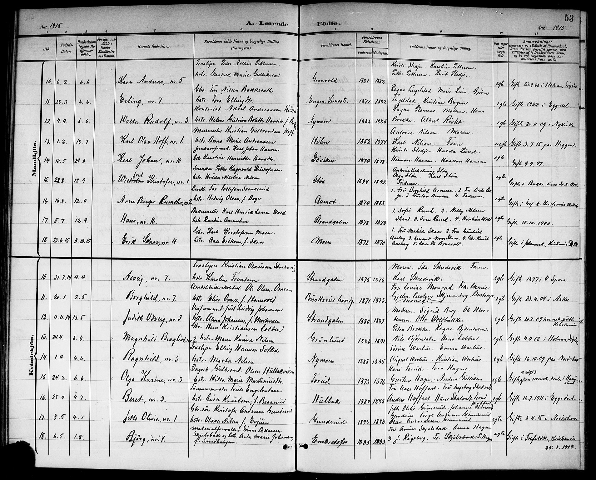 Modum kirkebøker, AV/SAKO-A-234/G/Gc/L0001: Parish register (copy) no. III 1, 1901-1919, p. 53