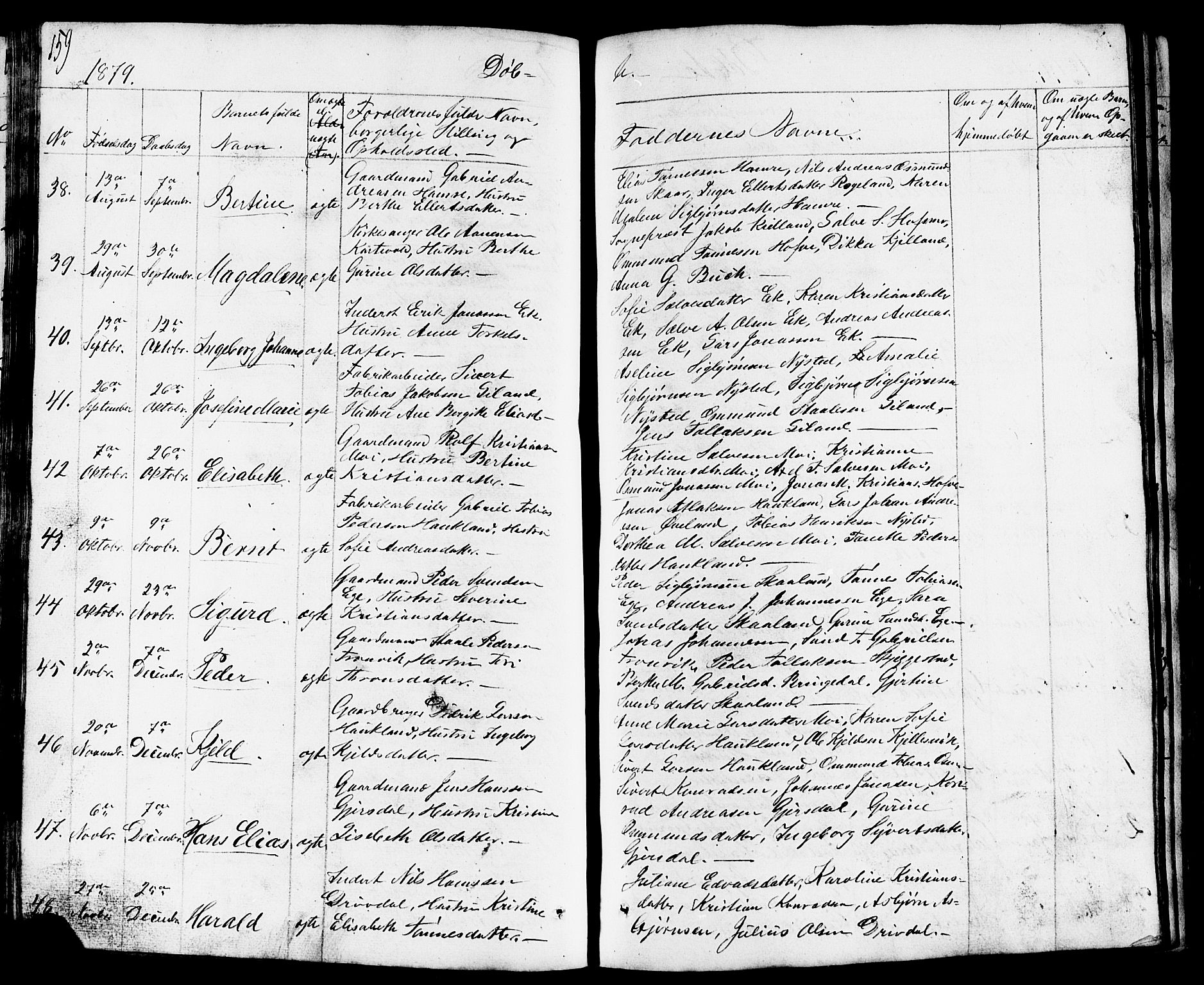 Lund sokneprestkontor, AV/SAST-A-101809/S07/L0003: Parish register (copy) no. B 3, 1848-1885, p. 159