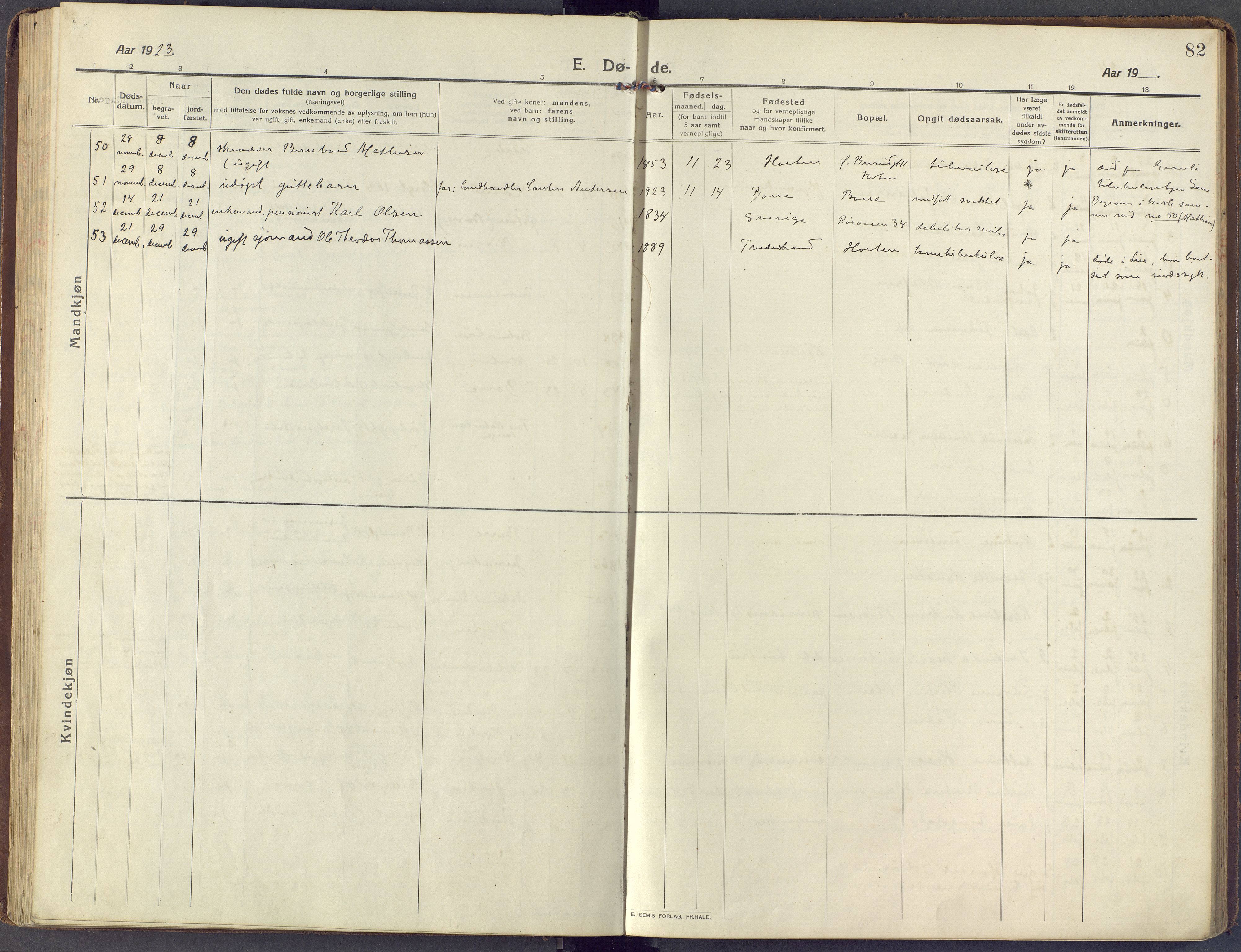 Horten kirkebøker, AV/SAKO-A-348/F/Fa/L0007: Parish register (official) no. 7, 1913-1926, p. 82