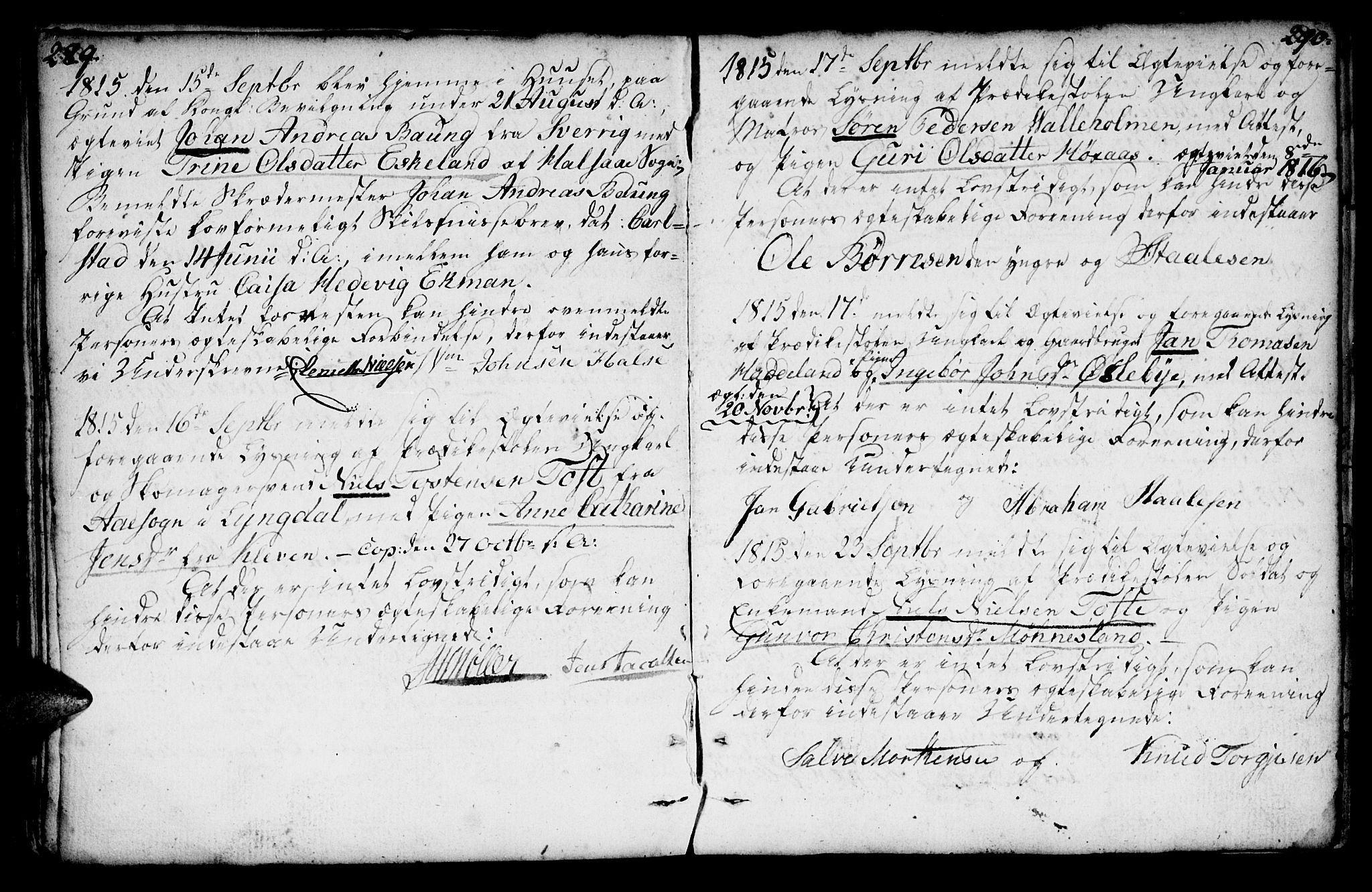 Mandal sokneprestkontor, AV/SAK-1111-0030/F/Fa/Faa/L0007: Parish register (official) no. A 7, 1783-1818, p. 289-290