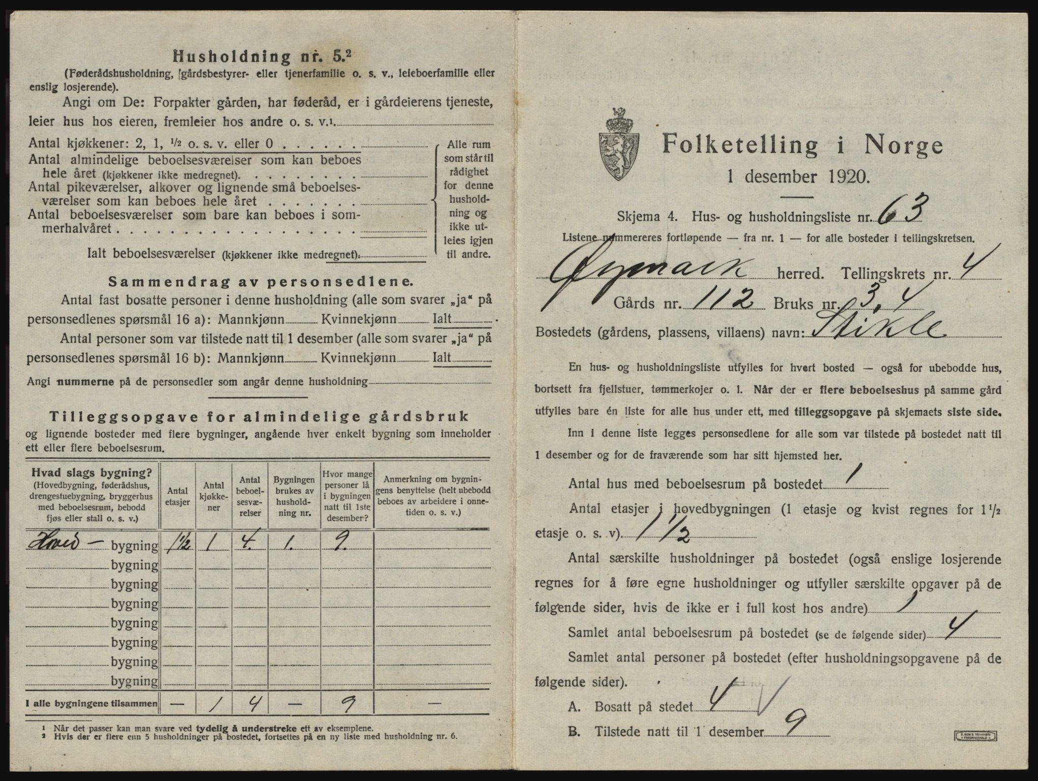 SAO, 1920 census for Øymark, 1920, p. 531