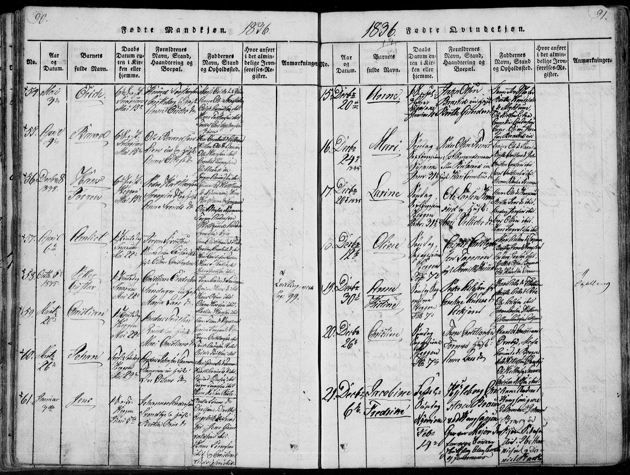 Modum kirkebøker, SAKO/A-234/F/Fa/L0006: Parish register (official) no. 6, 1832-1841, p. 90-91
