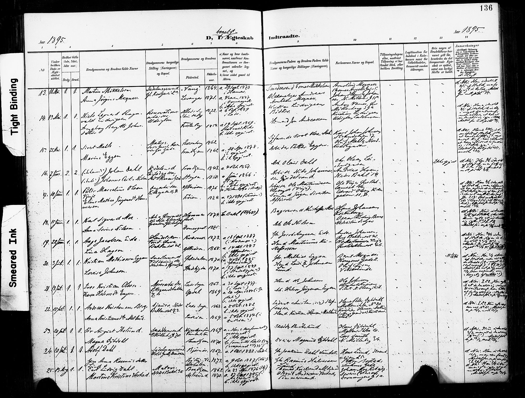 Ministerialprotokoller, klokkerbøker og fødselsregistre - Sør-Trøndelag, SAT/A-1456/604/L0198: Parish register (official) no. 604A19, 1893-1900, p. 136