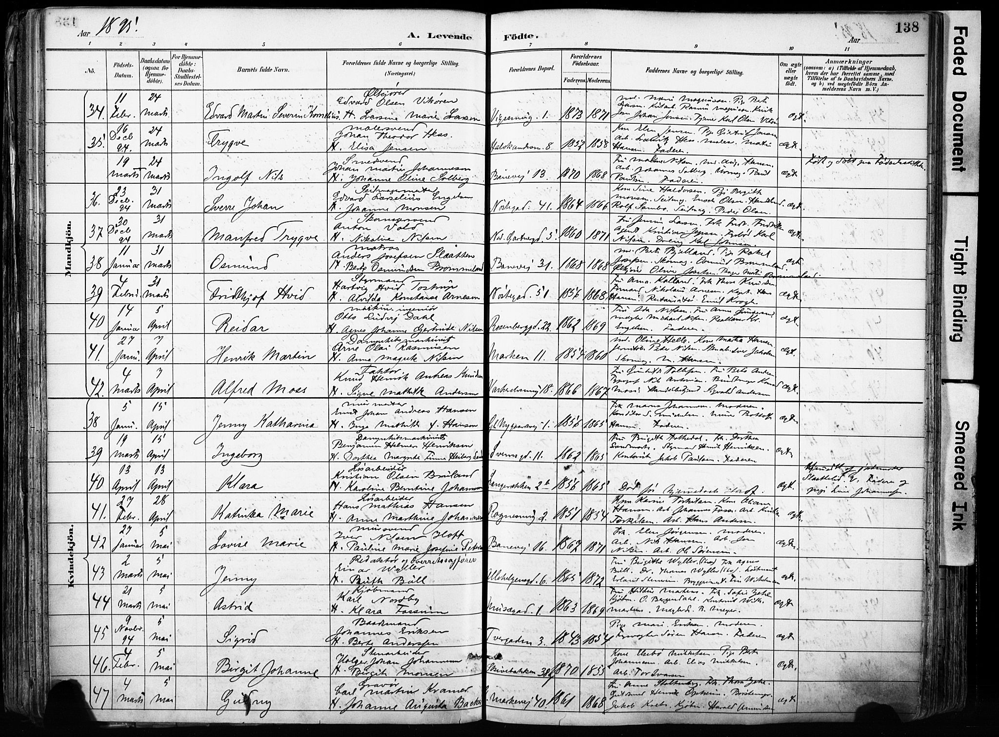 Domkirken sokneprestembete, SAB/A-74801/H/Haa/L0024: Parish register (official) no. B 7, 1888-1903, p. 138