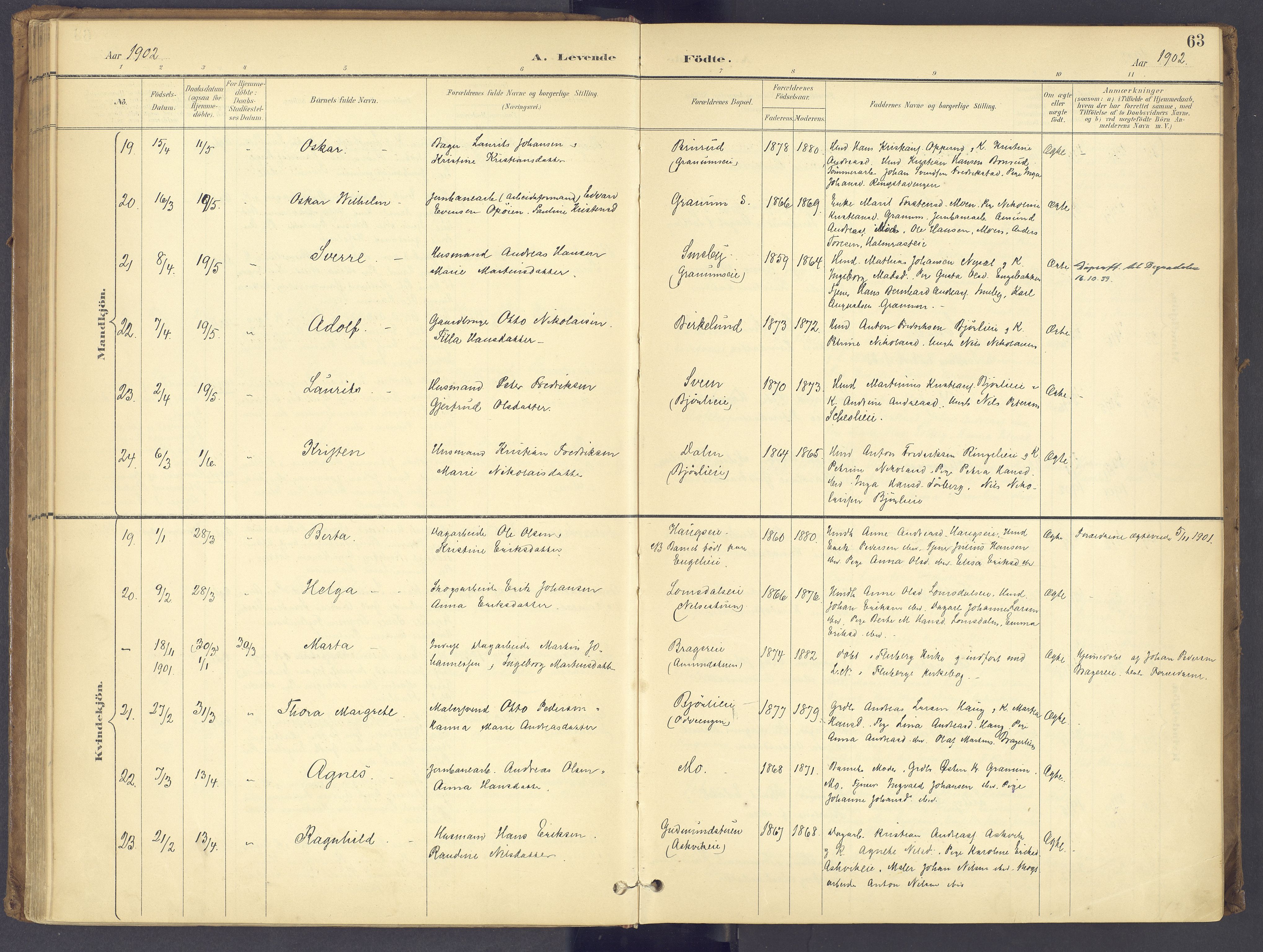 Søndre Land prestekontor, AV/SAH-PREST-122/K/L0006: Parish register (official) no. 6, 1895-1904, p. 63