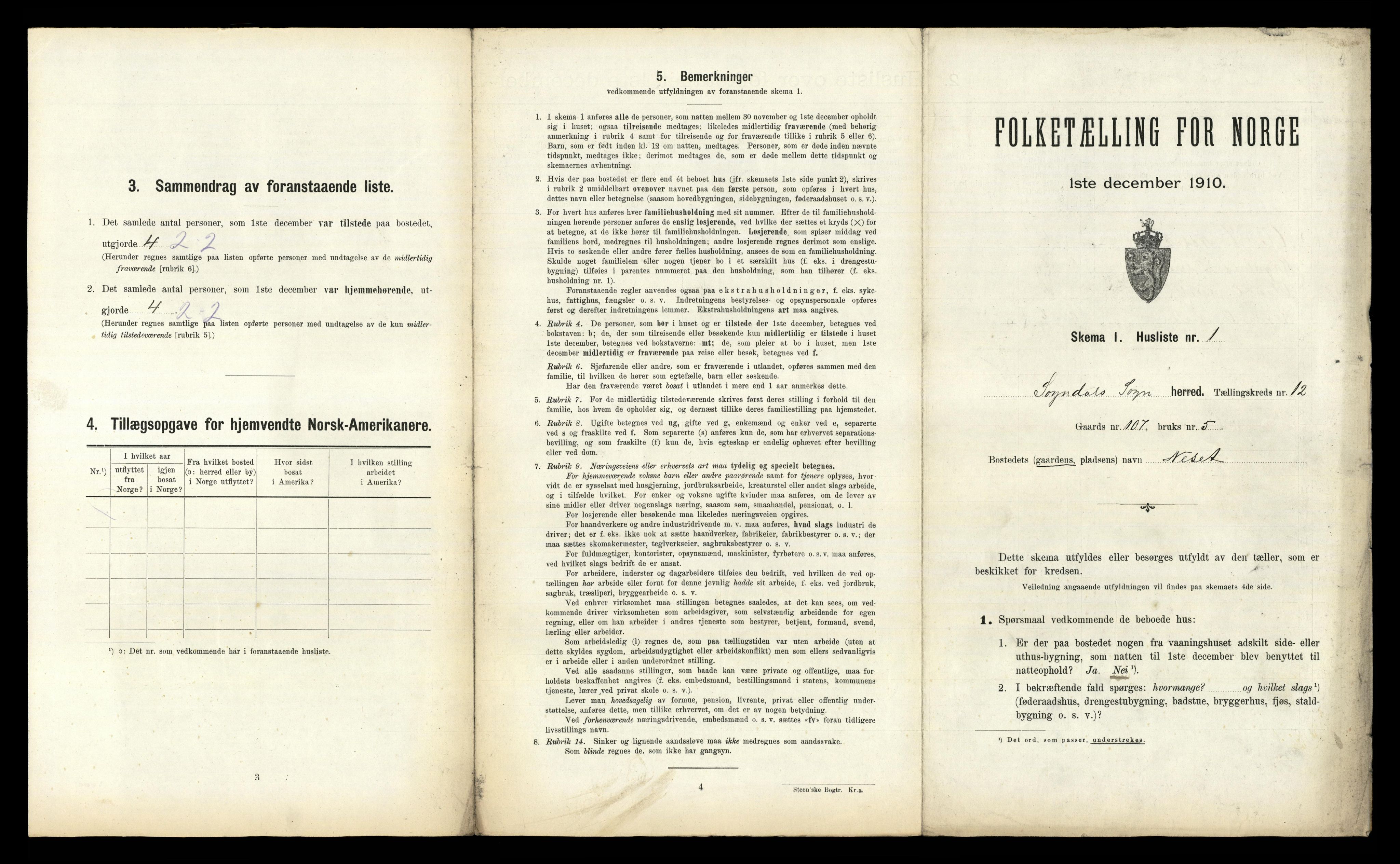 RA, 1910 census for Sogndal, 1910, p. 1172