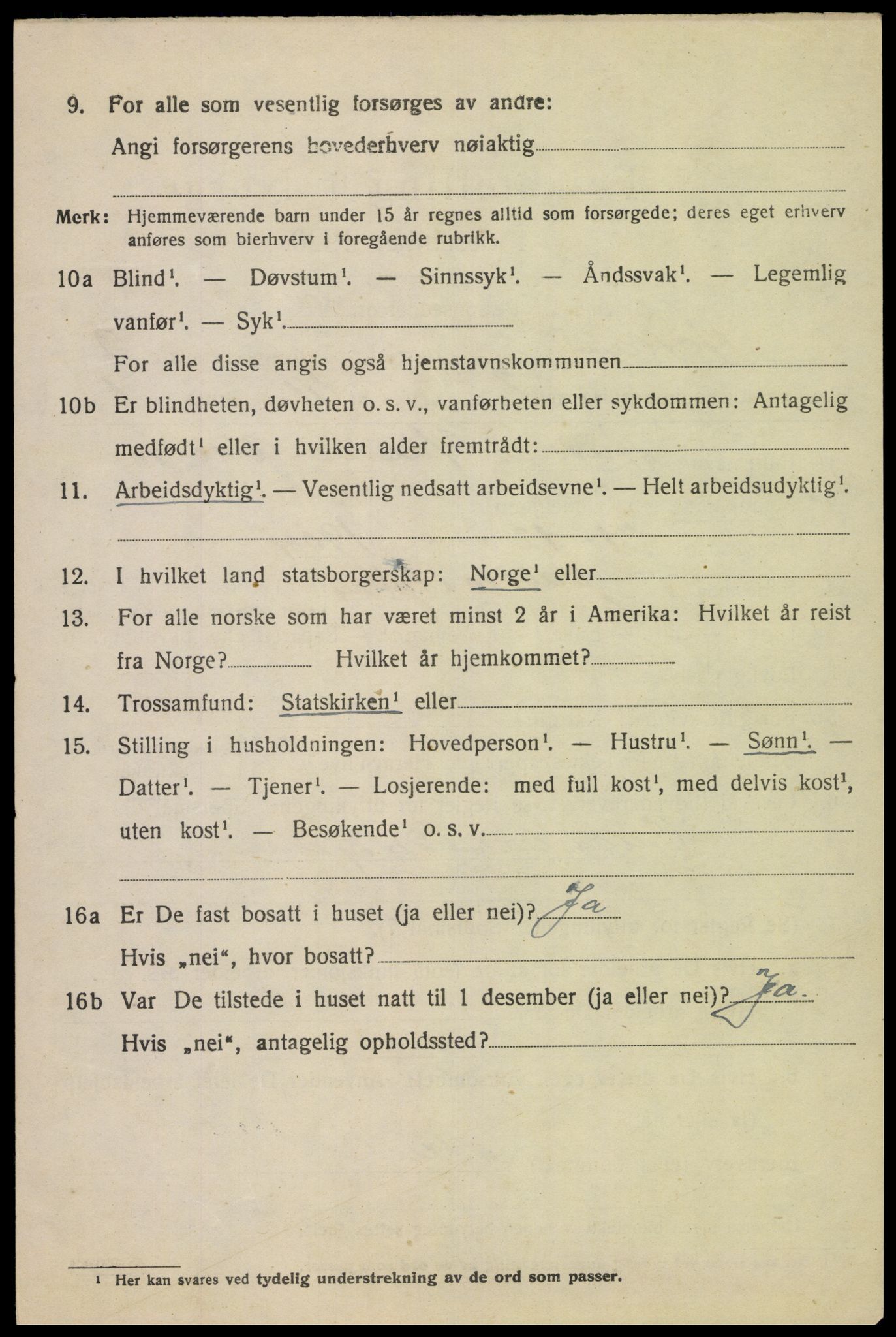 SAK, 1920 census for Fjotland, 1920, p. 2241