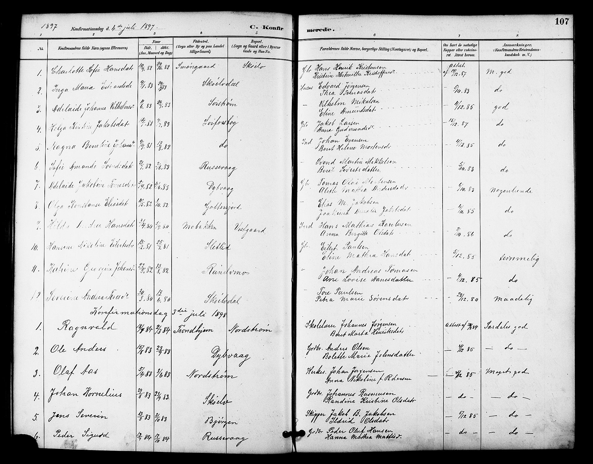 Tranøy sokneprestkontor, SATØ/S-1313/I/Ia/Iab/L0022klokker: Parish register (copy) no. 22, 1887-1912, p. 107