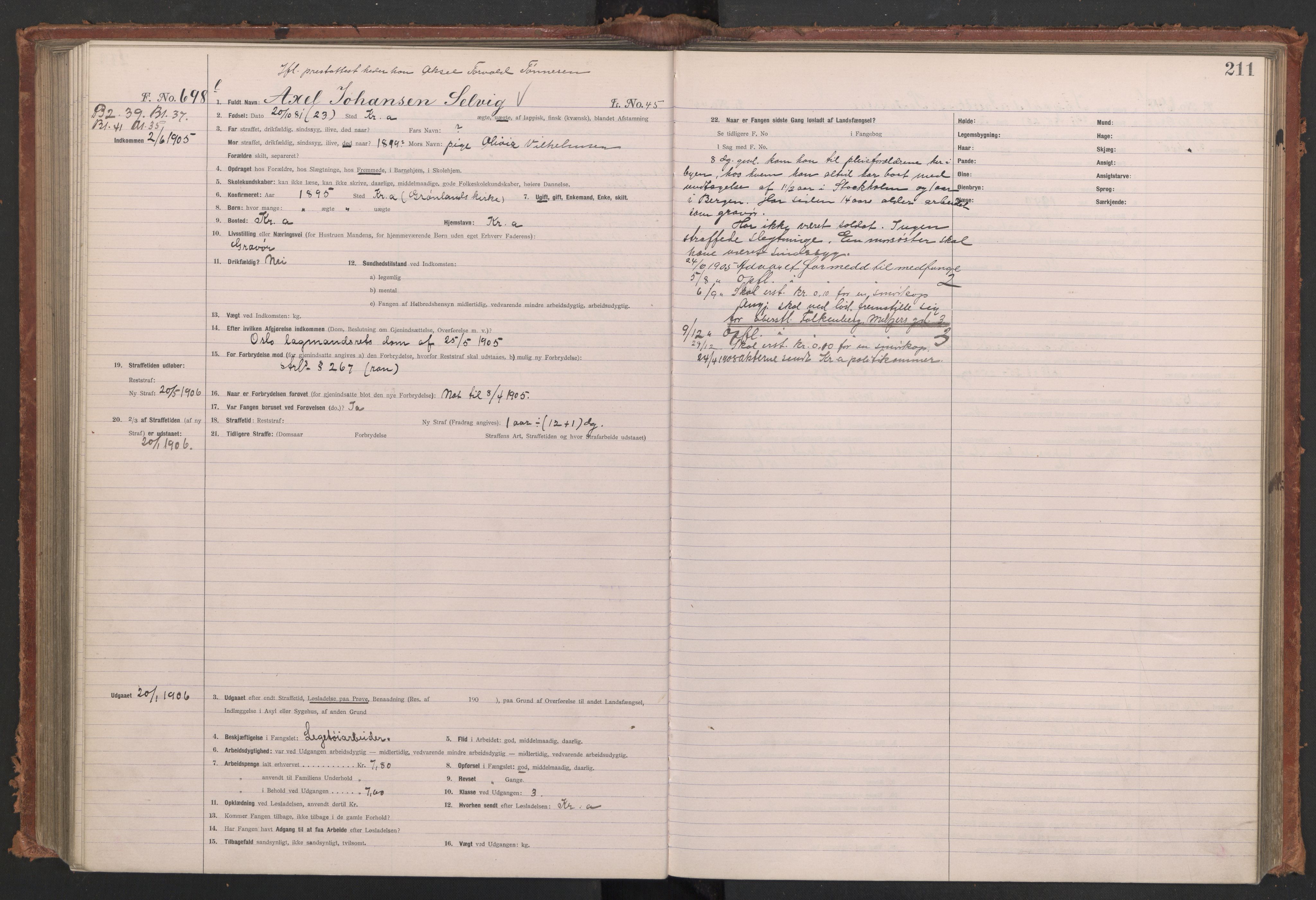 Botsfengslet, AV/RA-S-1539/D/Db/Dbb/L0039: 488l - 820l, 1904-1905, p. 211