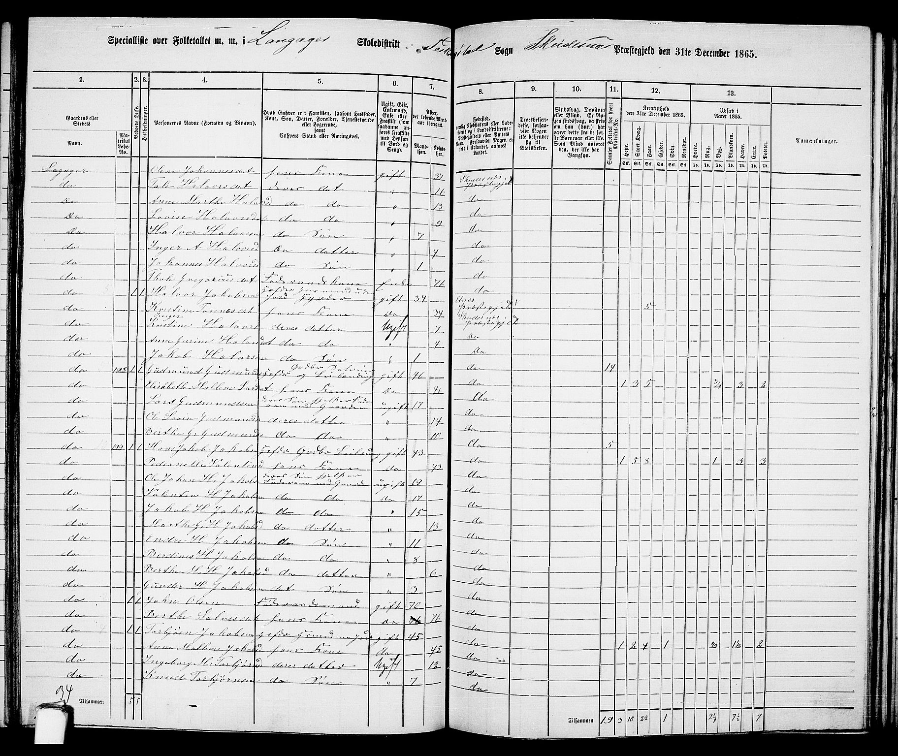 RA, 1865 census for Skudenes, 1865, p. 107
