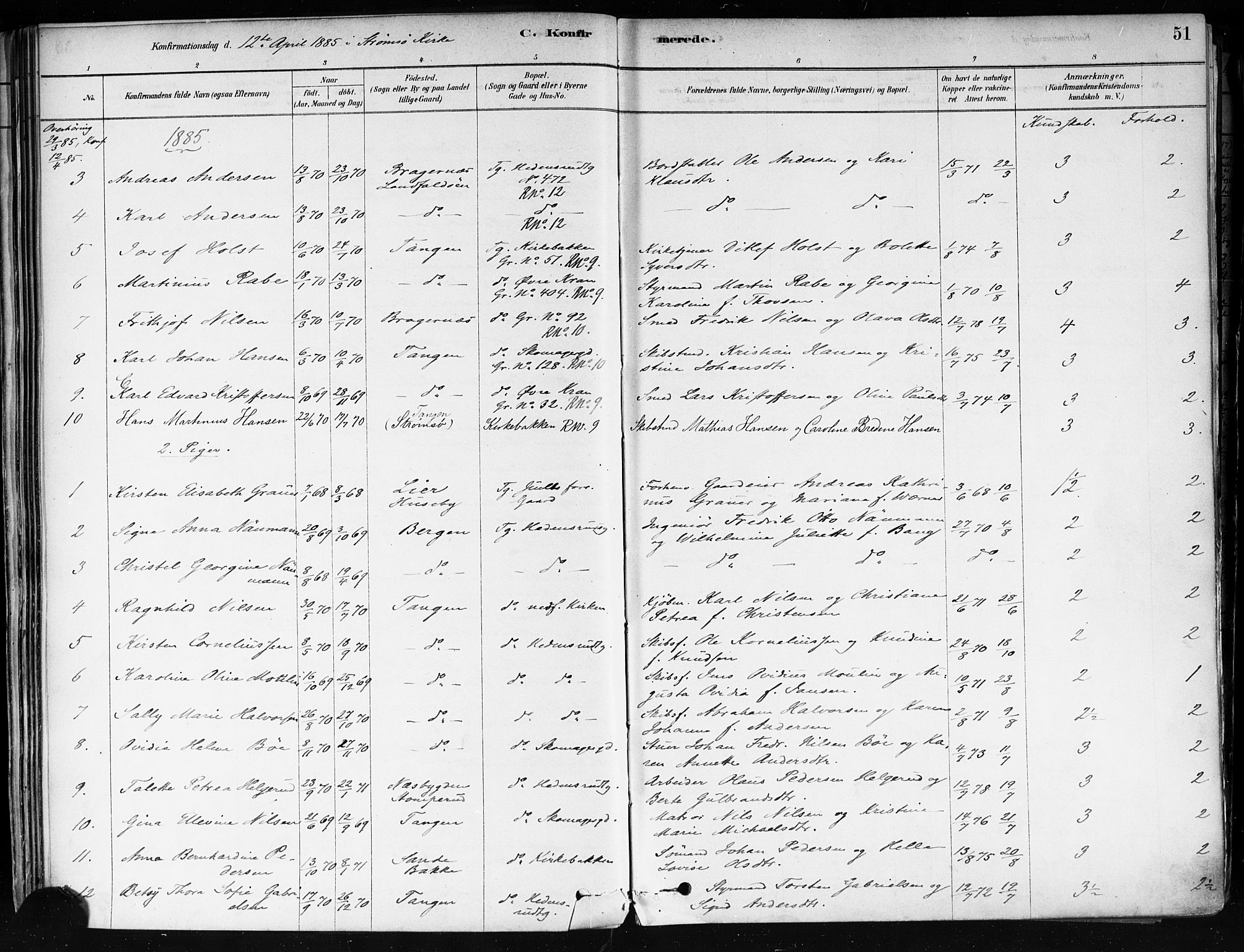 Strømsø kirkebøker, AV/SAKO-A-246/F/Fa/L0022: Parish register (official) no. I 22, 1879-1899, p. 51