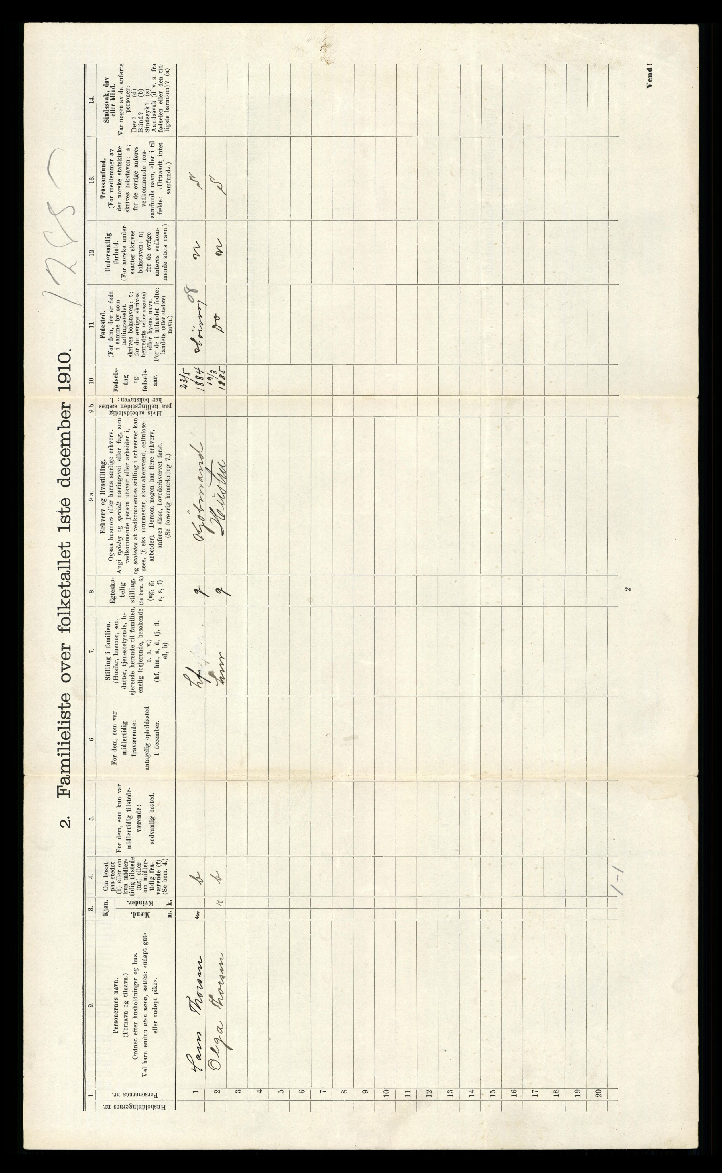 RA, 1910 census for Kristiansand, 1910, p. 1137