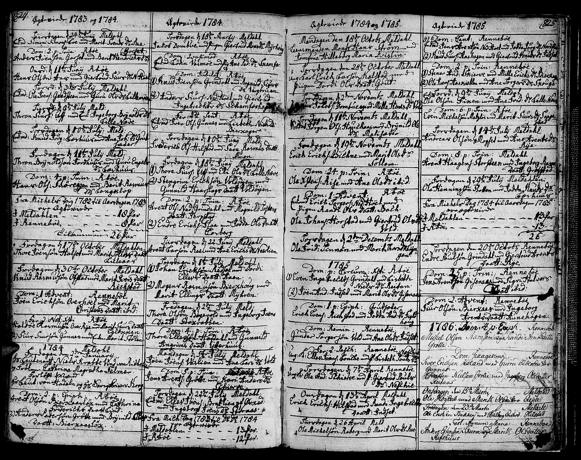 Ministerialprotokoller, klokkerbøker og fødselsregistre - Sør-Trøndelag, SAT/A-1456/672/L0852: Parish register (official) no. 672A05, 1776-1815, p. 824-825