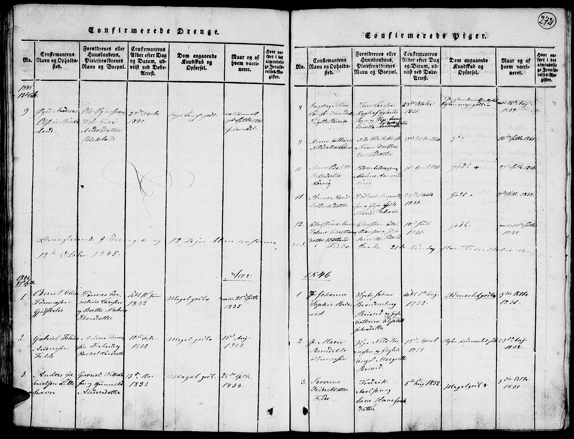 Kvinesdal sokneprestkontor, SAK/1111-0026/F/Fa/Faa/L0001: Parish register (official) no. A 1, 1815-1849, p. 272