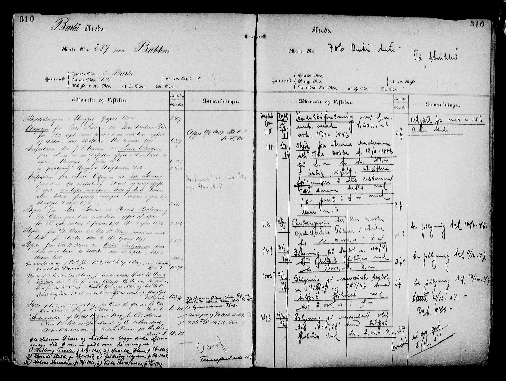 Arendal byfogd, AV/SAK-1222-0001/G/Ga/L0014: Mortgage register no. 12, 1865-1960, p. 310