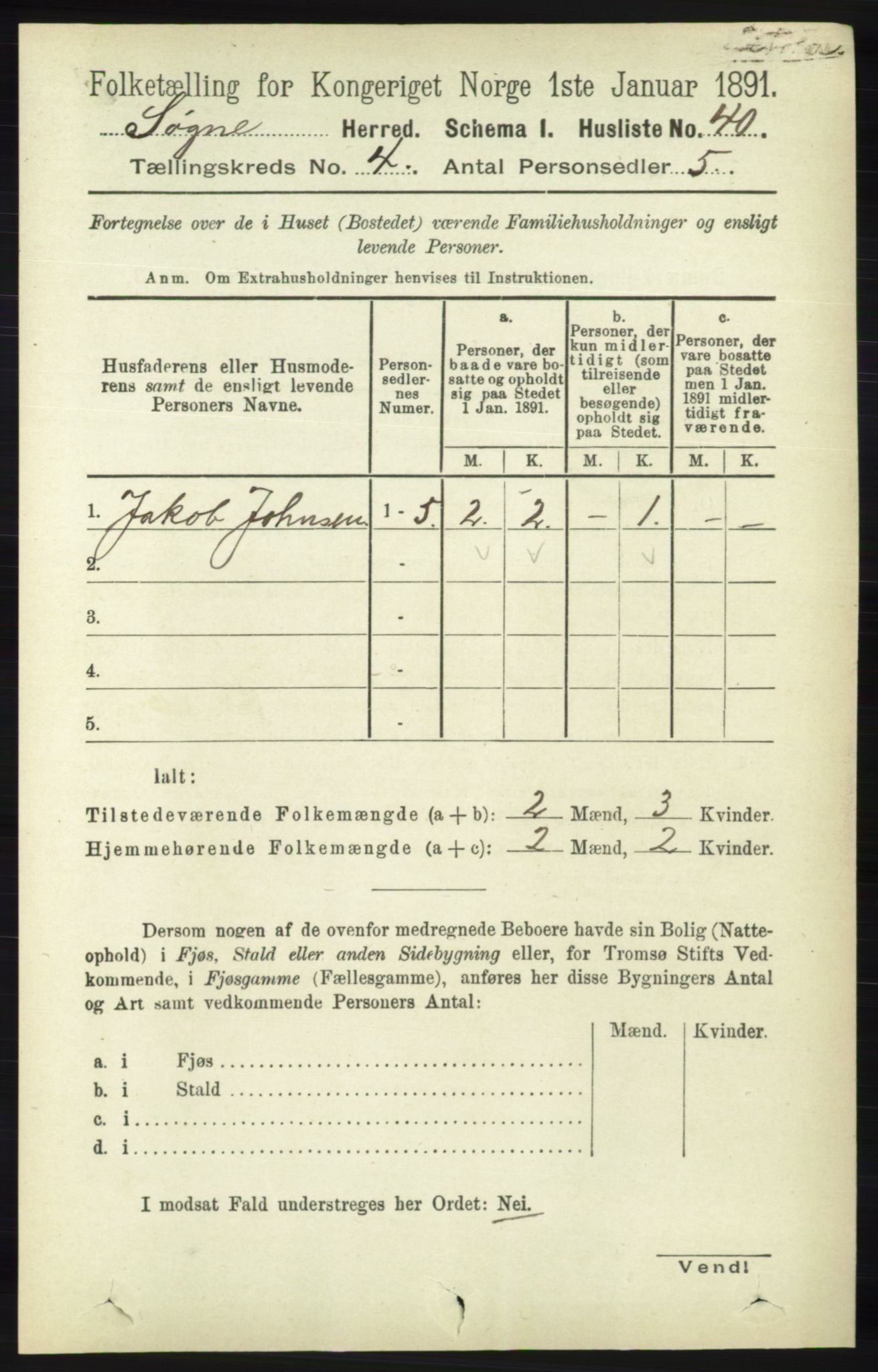 RA, 1891 census for 1018 Søgne, 1891, p. 623