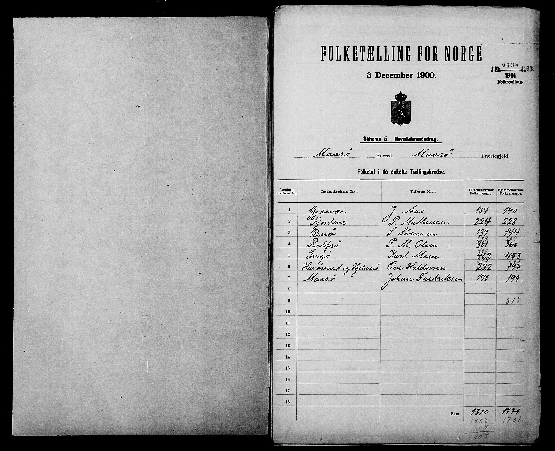 SATØ, 1900 census for Måsøy, 1900, p. 2