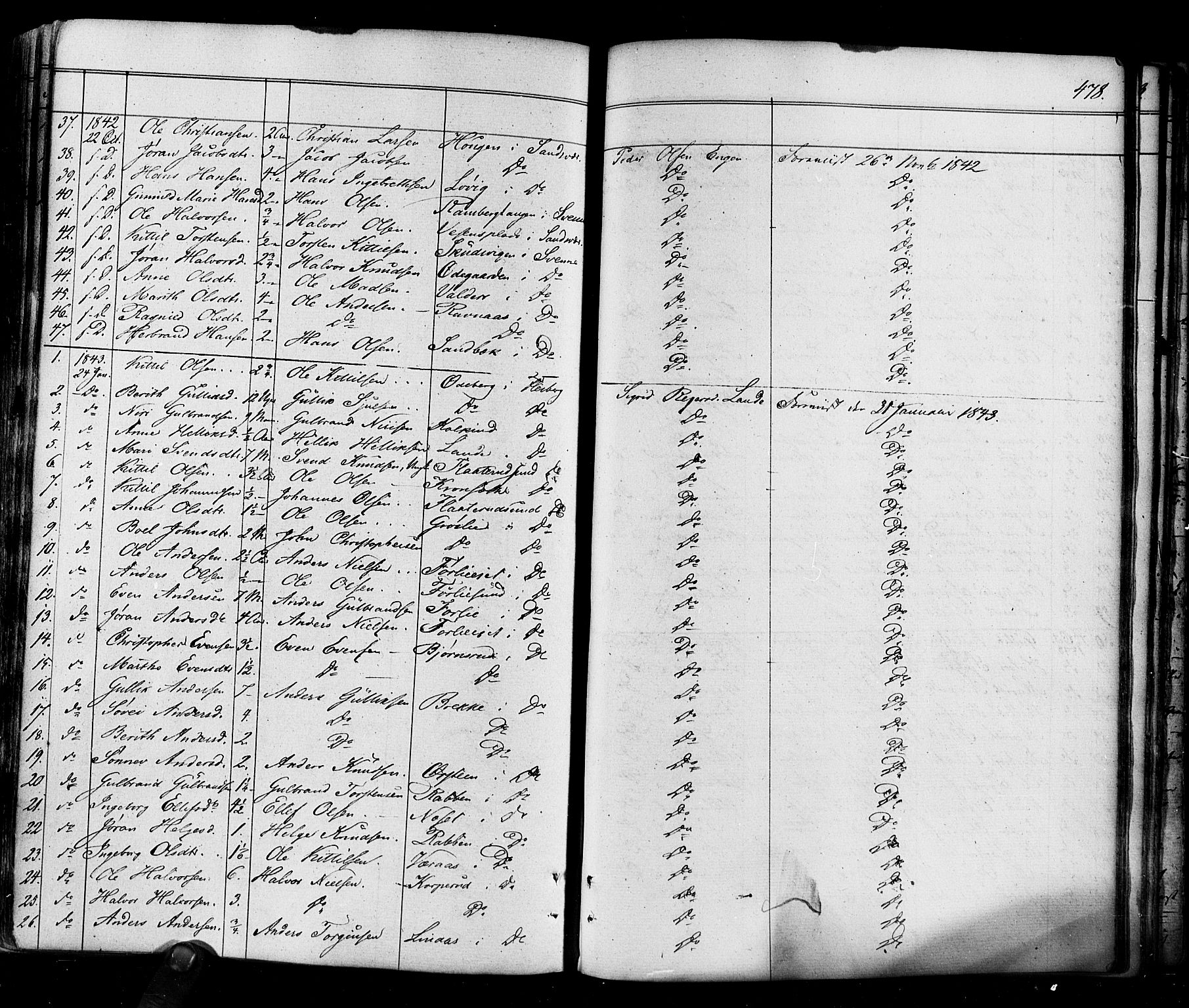 Flesberg kirkebøker, SAKO/A-18/F/Fa/L0006: Parish register (official) no. I 6, 1834-1860, p. 478