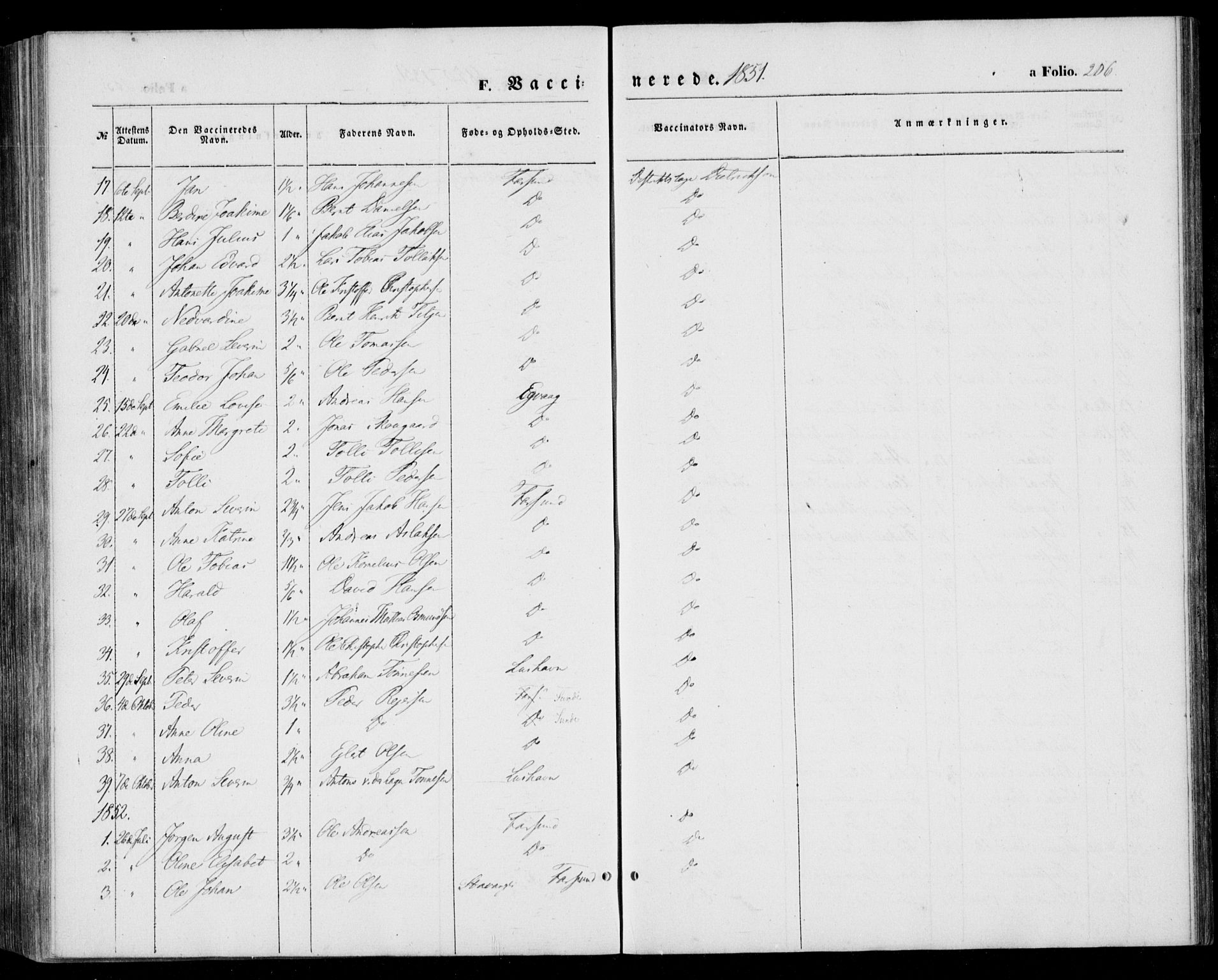 Farsund sokneprestkontor, AV/SAK-1111-0009/F/Fa/L0004: Parish register (official) no. A 4, 1847-1863, p. 206