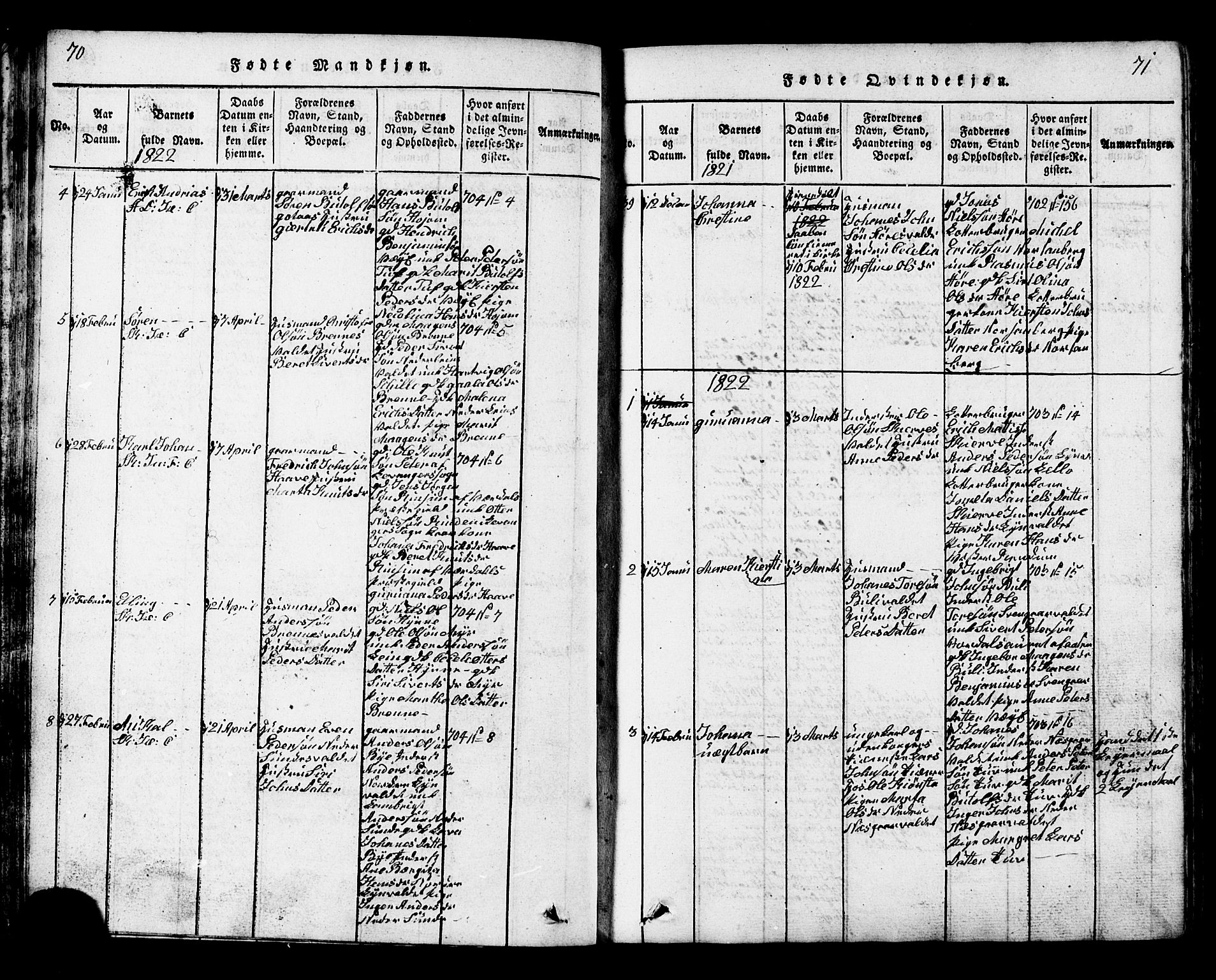 Ministerialprotokoller, klokkerbøker og fødselsregistre - Nord-Trøndelag, AV/SAT-A-1458/717/L0169: Parish register (copy) no. 717C01, 1816-1834, p. 70-71