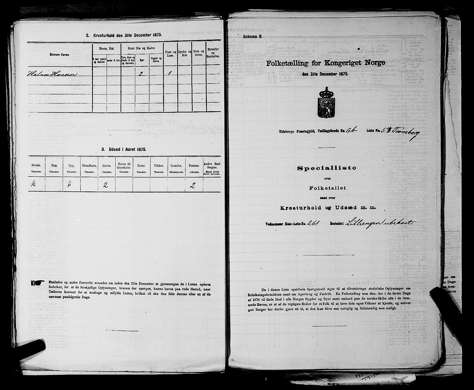 RA, 1875 census for 0125P Eidsberg, 1875, p. 1323