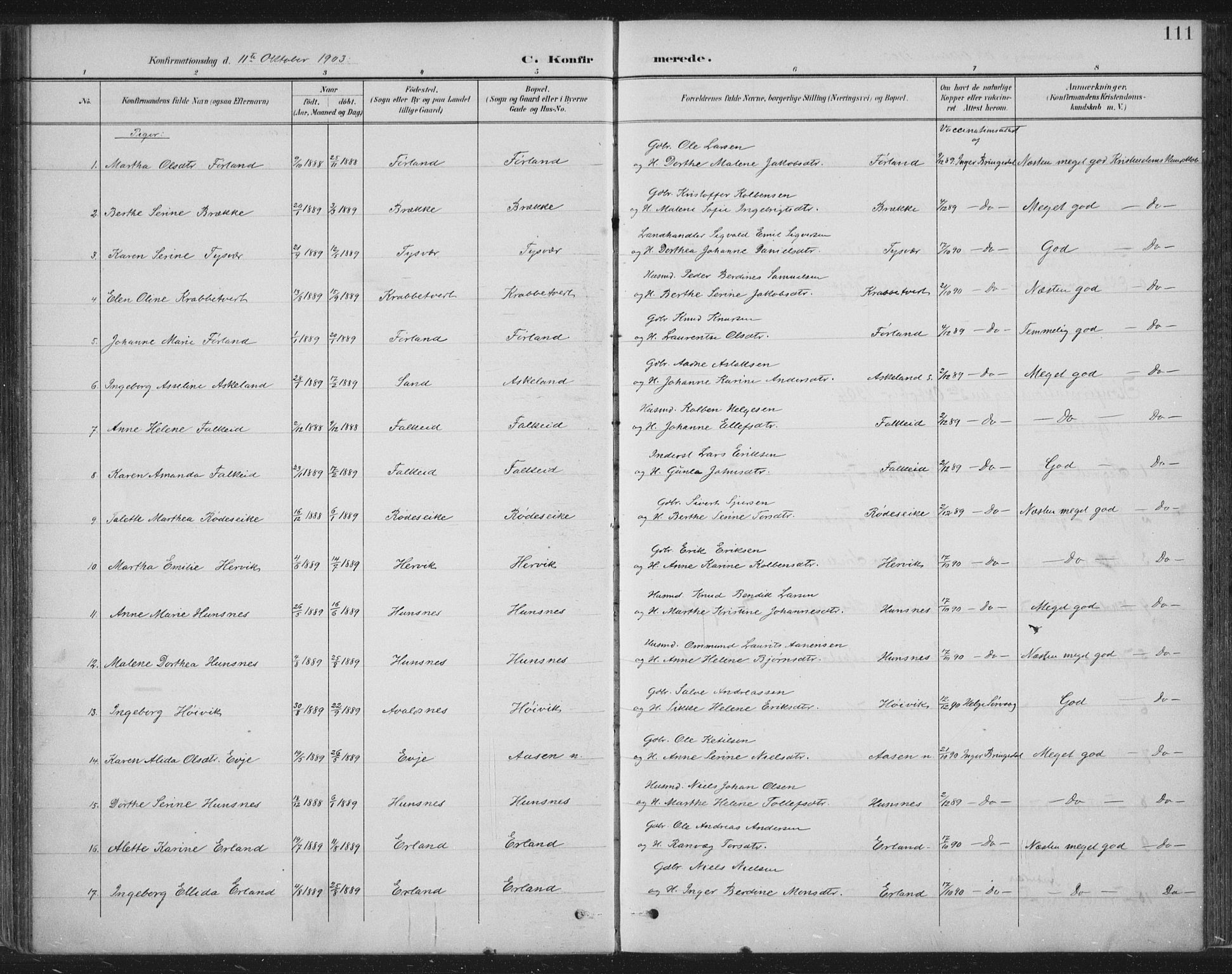 Tysvær sokneprestkontor, AV/SAST-A -101864/H/Ha/Haa/L0008: Parish register (official) no. A 8, 1897-1918, p. 111