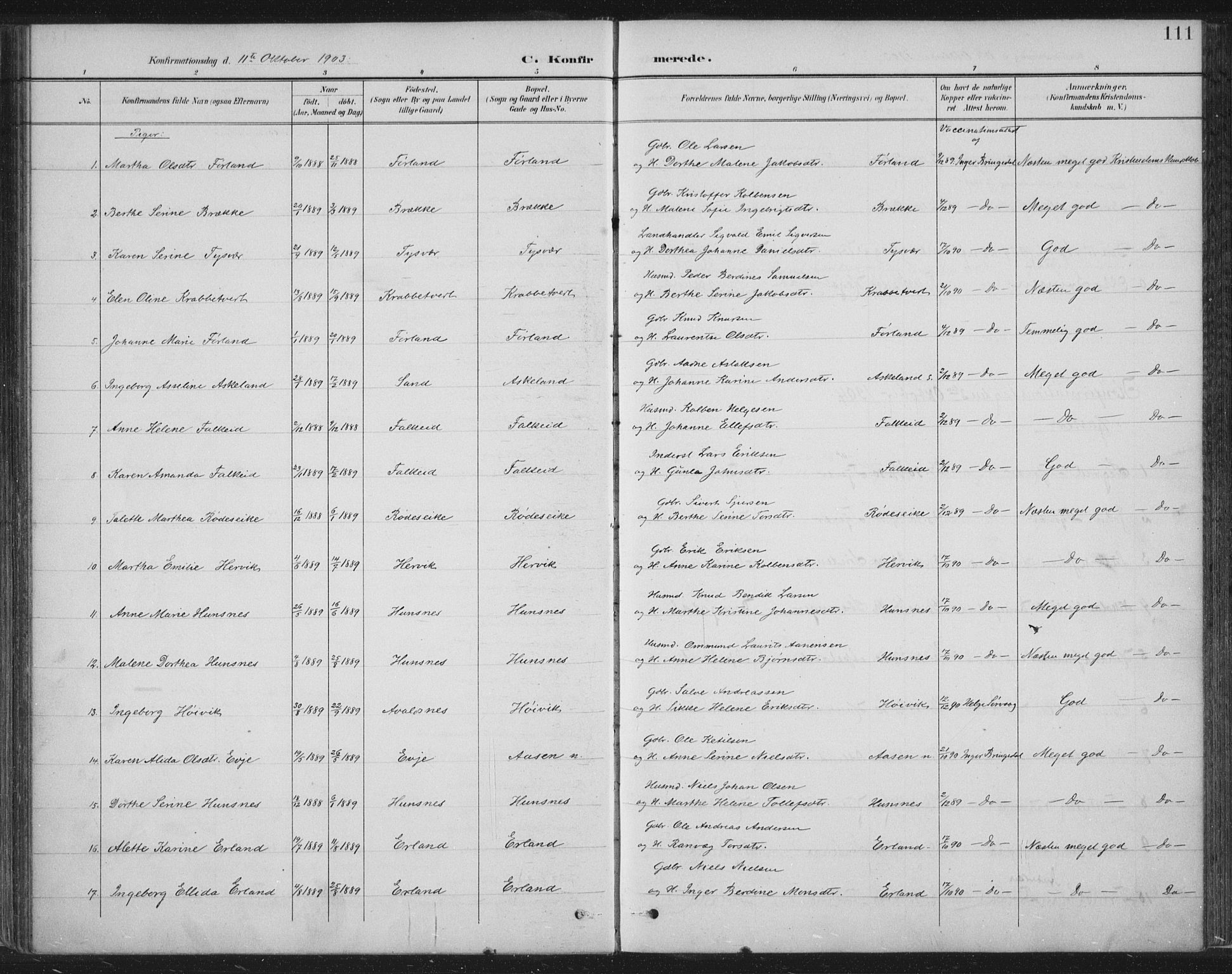 Tysvær sokneprestkontor, AV/SAST-A -101864/H/Ha/Haa/L0008: Parish register (official) no. A 8, 1897-1918, p. 111