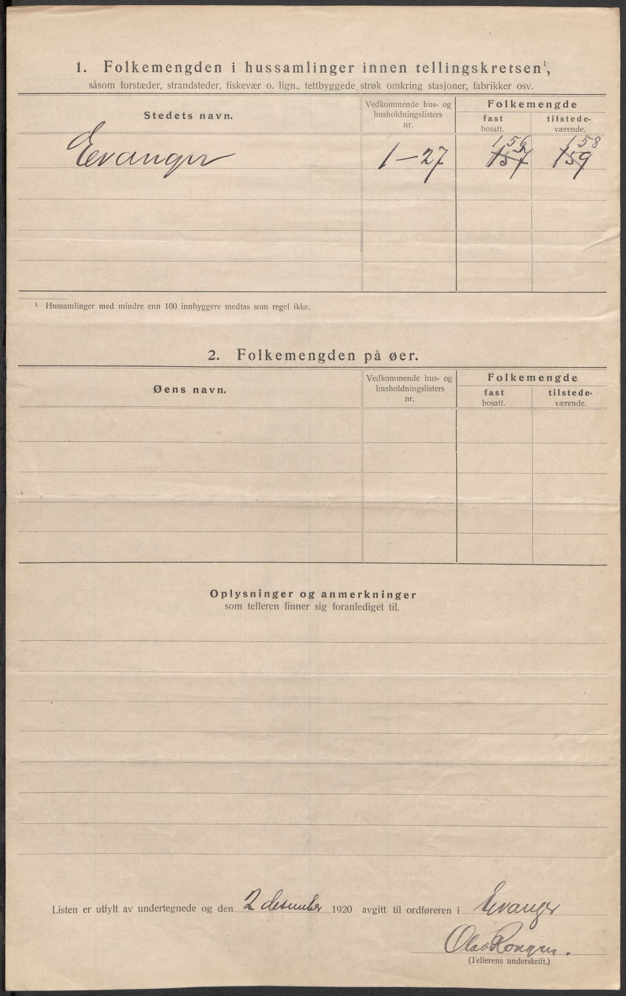 SAB, 1920 census for Evanger, 1920, p. 35
