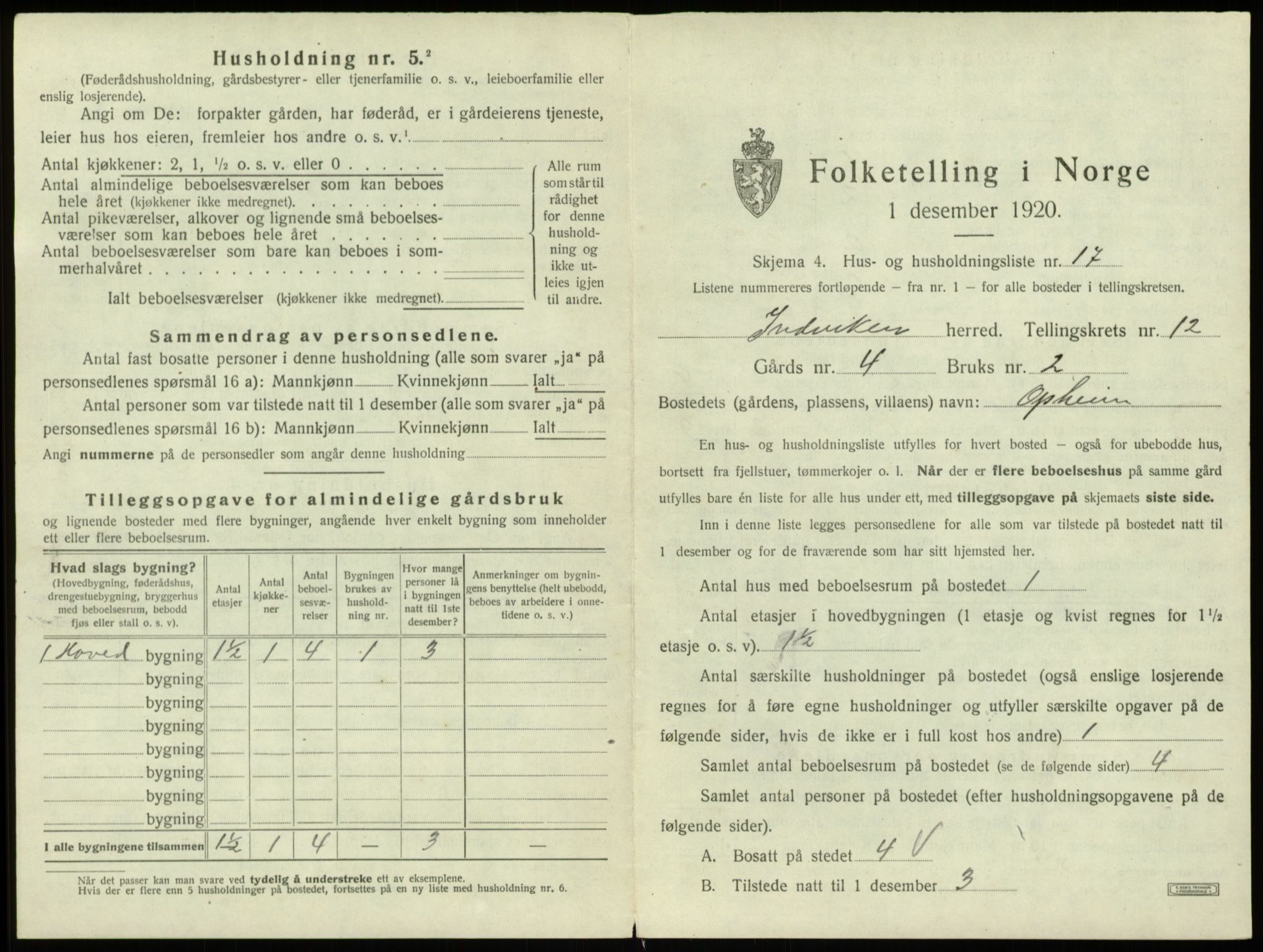 SAB, 1920 census for Innvik, 1920, p. 728