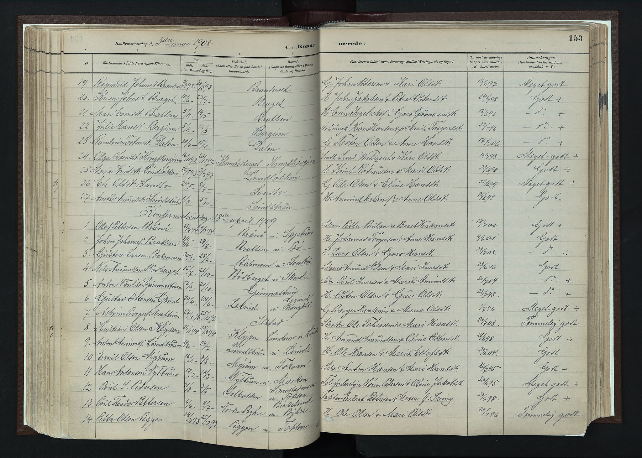 Nord-Fron prestekontor, SAH/PREST-080/H/Ha/Haa/L0004: Parish register (official) no. 4, 1884-1914, p. 153