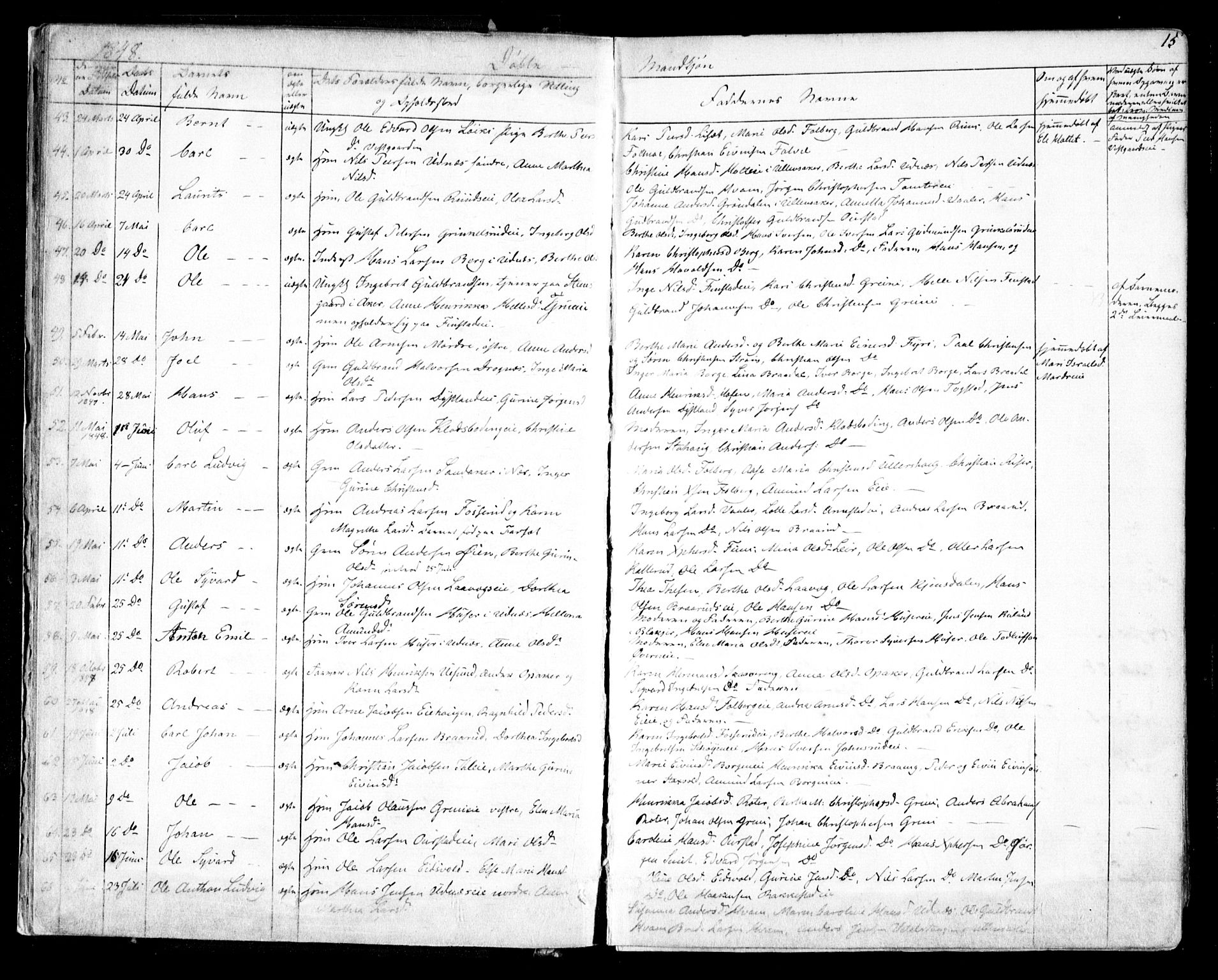 Nes prestekontor Kirkebøker, SAO/A-10410/F/Fa/L0007: Parish register (official) no. I 7, 1846-1858, p. 15