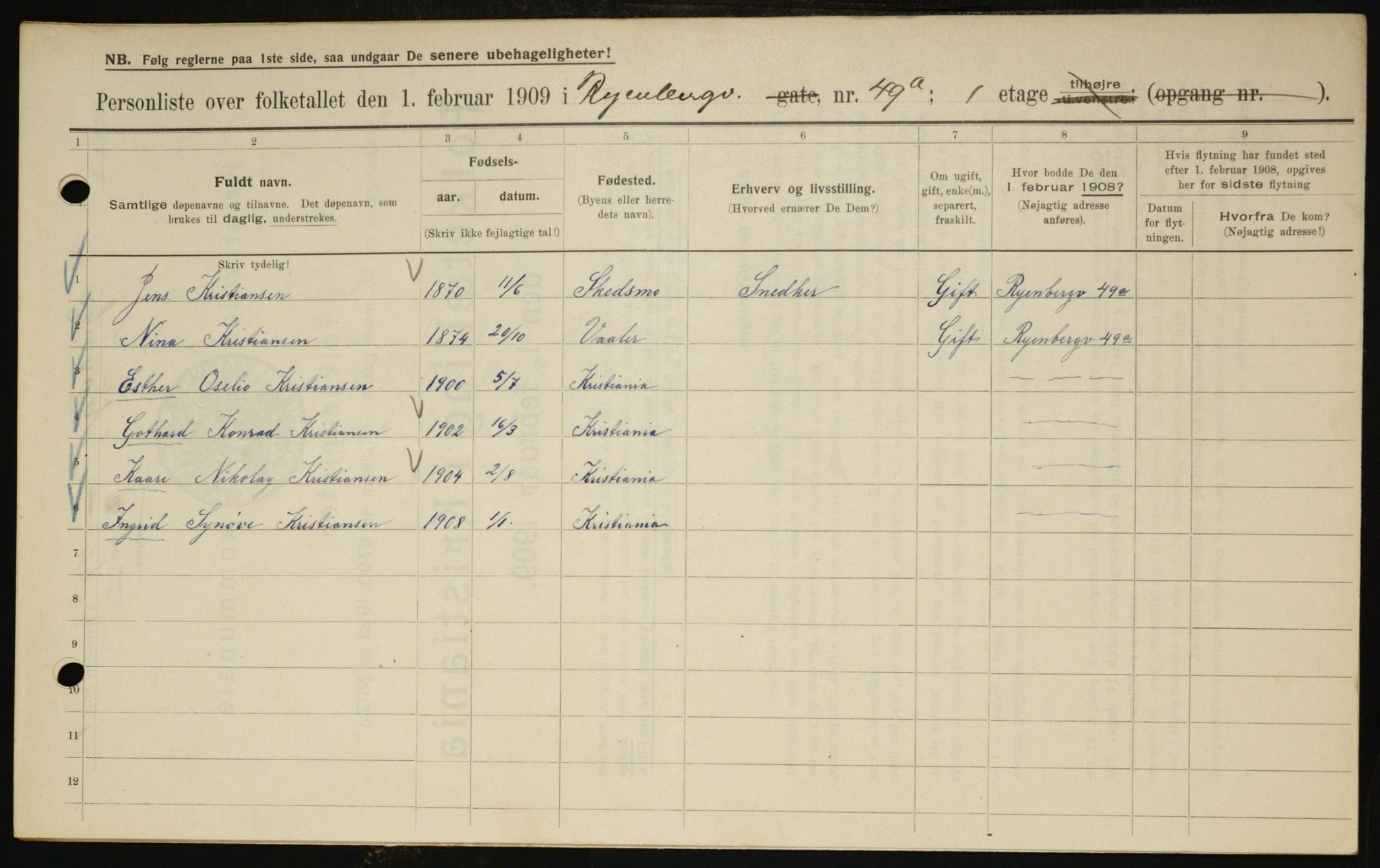 OBA, Municipal Census 1909 for Kristiania, 1909, p. 77967