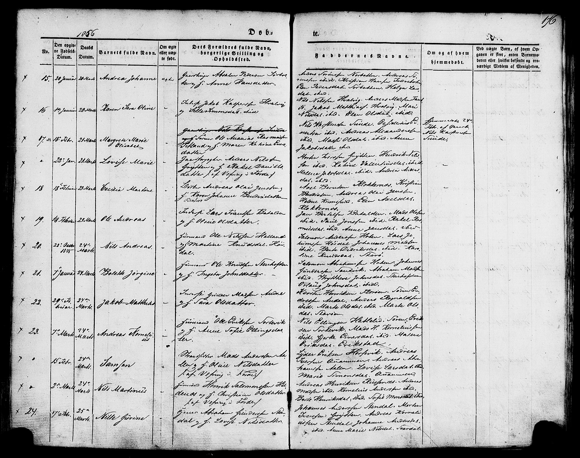 Kinn sokneprestembete, AV/SAB-A-80801/H/Haa/Haaa/L0005: Parish register (official) no. A 5, 1841-1857, p. 176