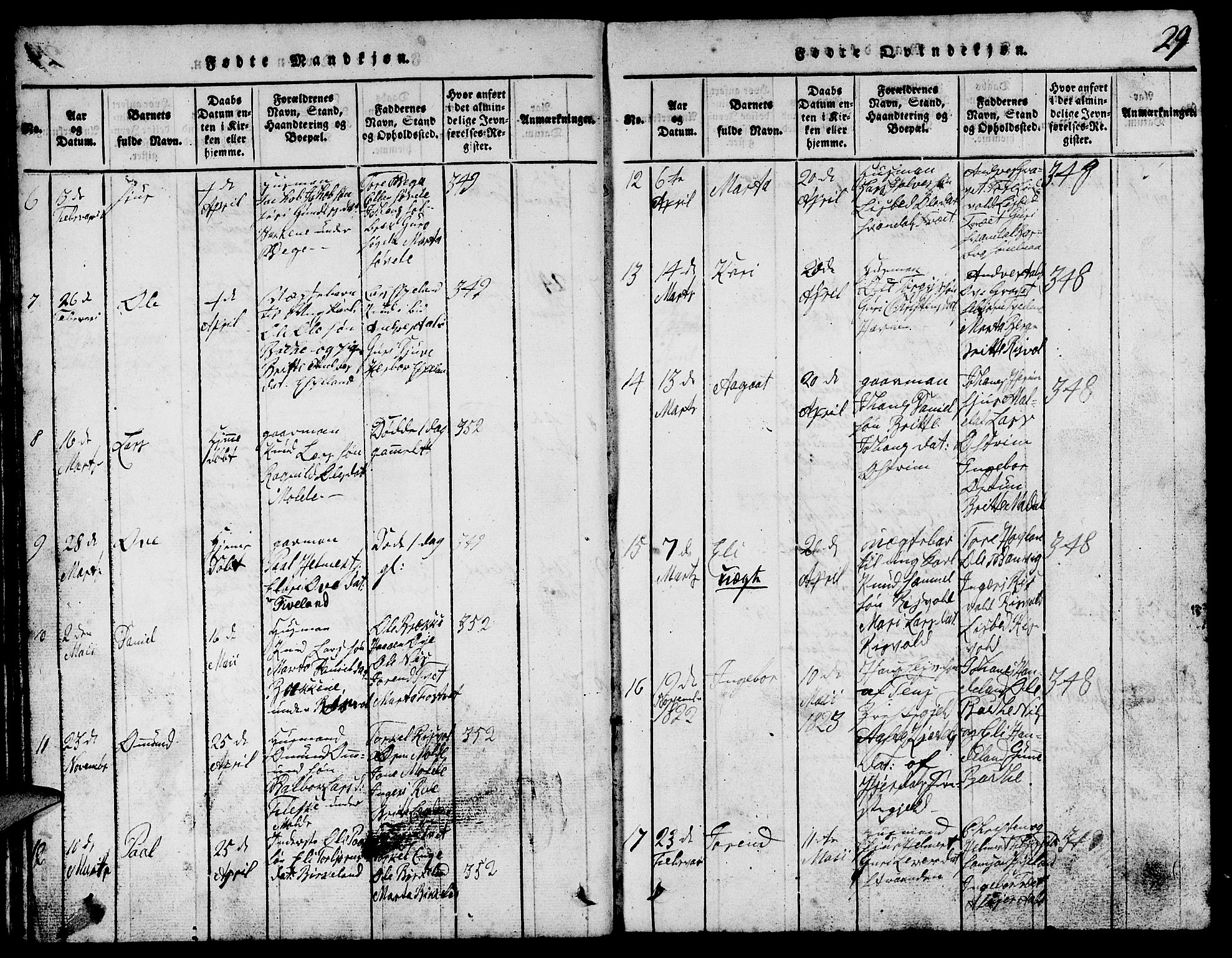 Suldal sokneprestkontor, AV/SAST-A-101845/01/V/L0002: Parish register (copy) no. B 2, 1816-1845, p. 29