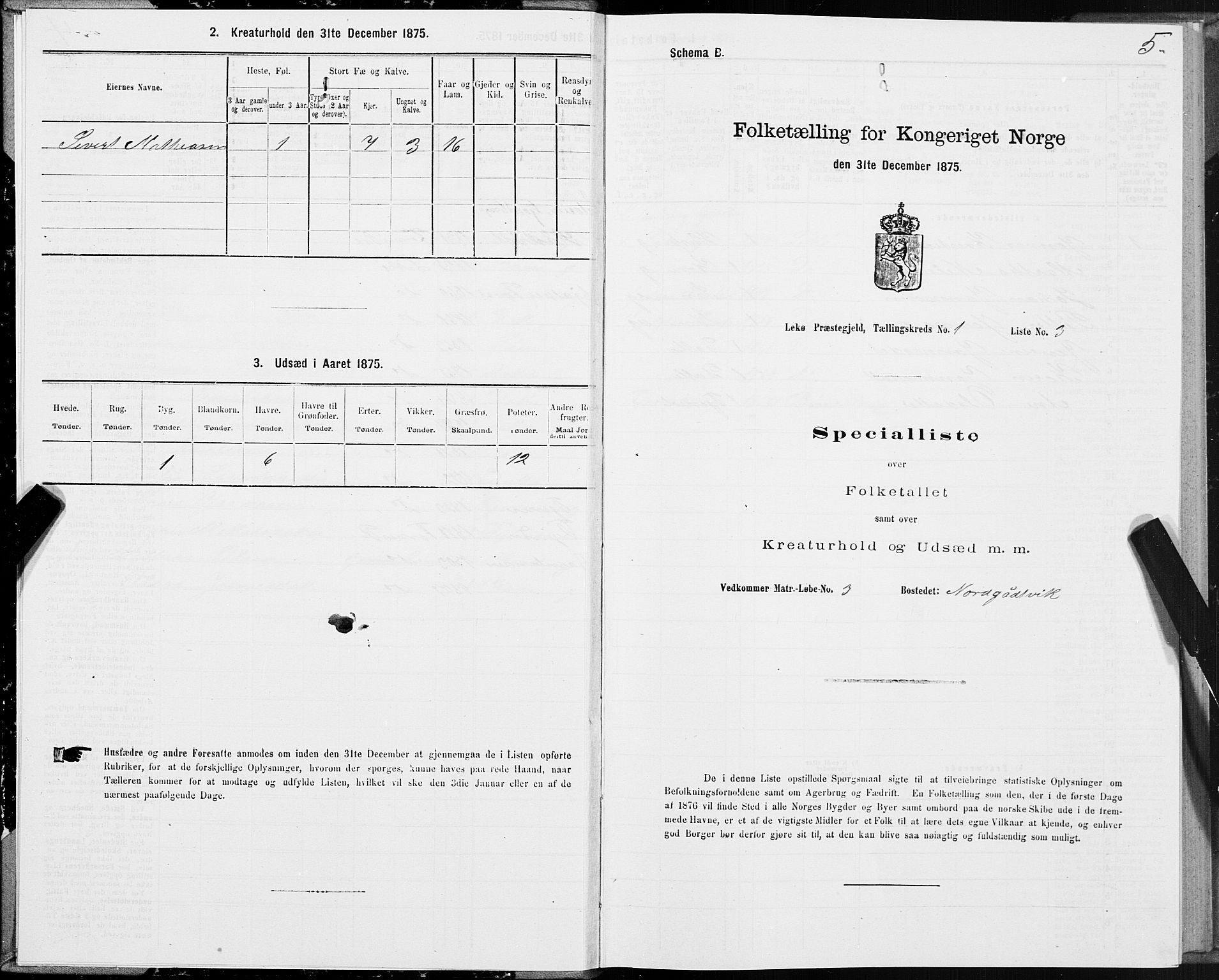 SAT, 1875 census for 1755P Leka, 1875, p. 1005