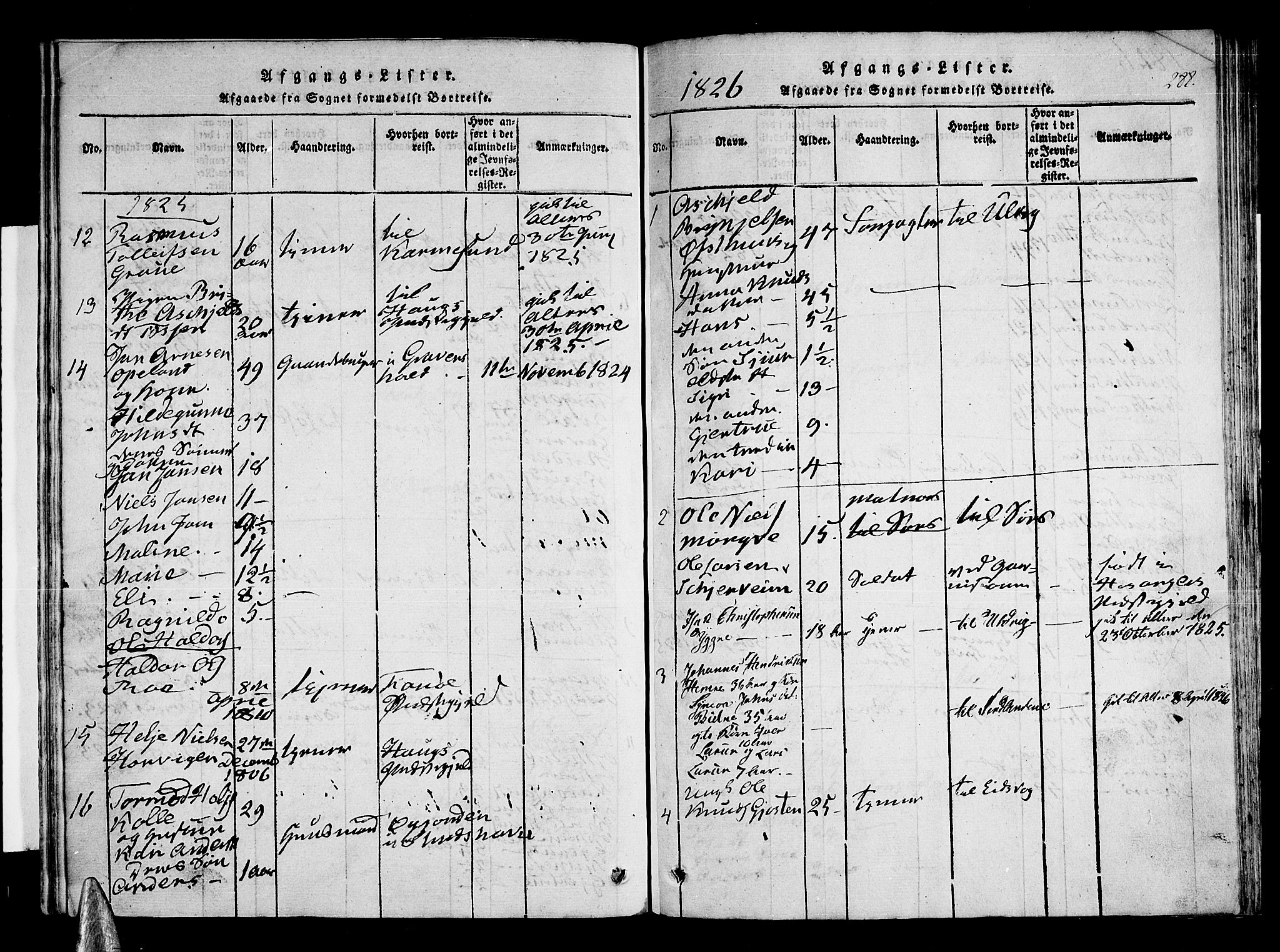 Voss sokneprestembete, AV/SAB-A-79001/H/Haa: Parish register (official) no. A 11, 1816-1827, p. 288