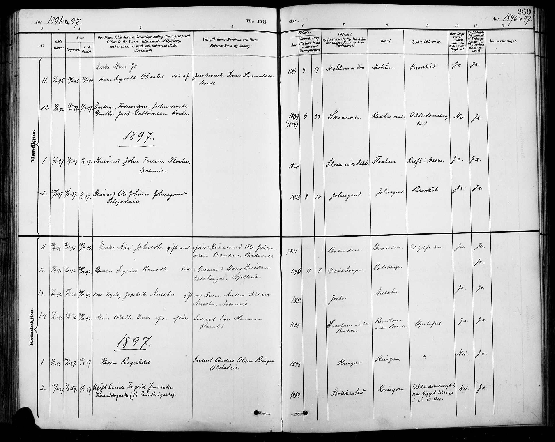 Sel prestekontor, SAH/PREST-074/H/Ha/Hab/L0001: Parish register (copy) no. 1, 1894-1923, p. 260