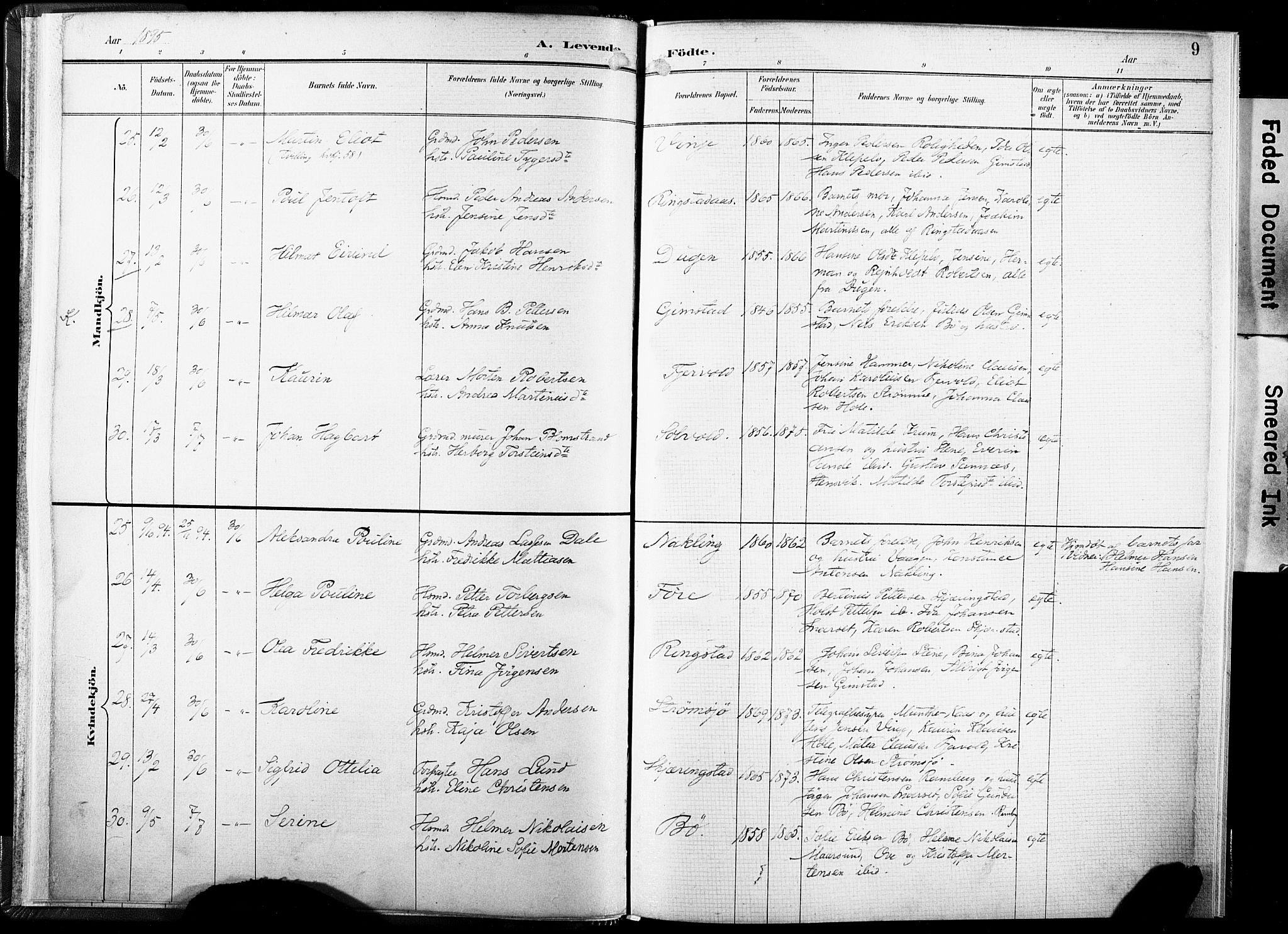 Ministerialprotokoller, klokkerbøker og fødselsregistre - Nordland, AV/SAT-A-1459/891/L1304: Parish register (official) no. 891A09, 1895-1921, p. 9