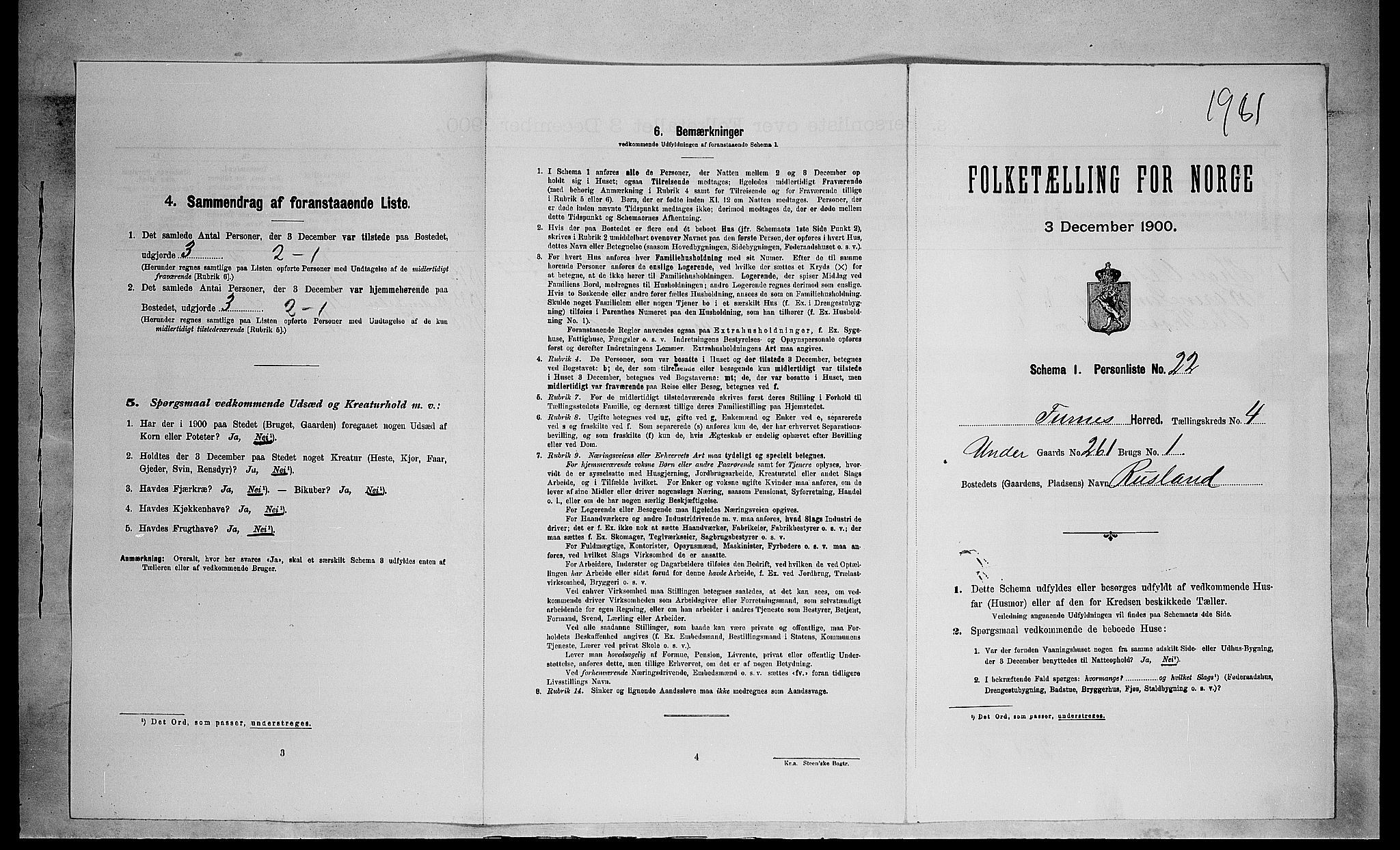 SAH, 1900 census for Furnes, 1900, p. 760