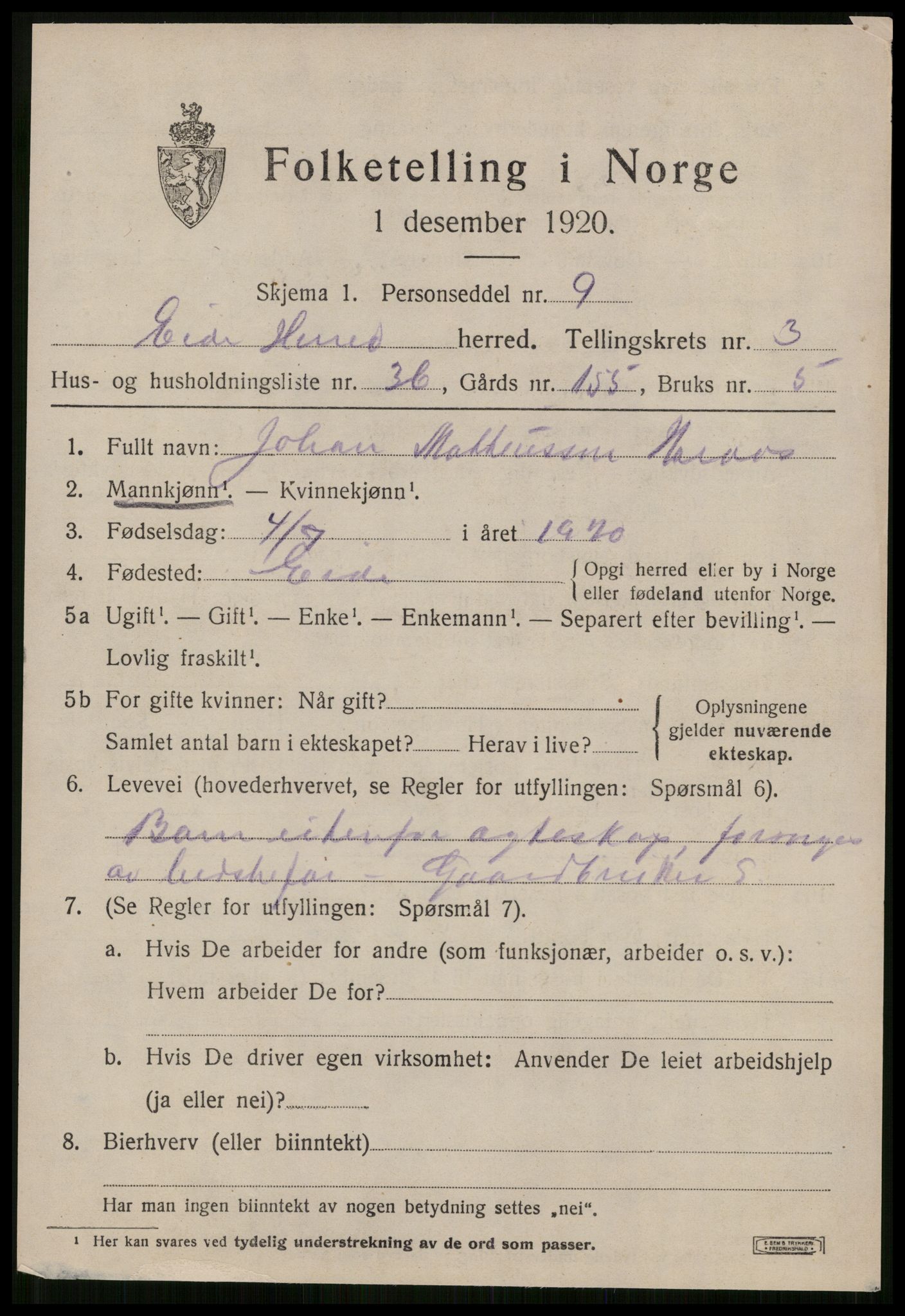 SAT, 1920 census for Eid (MR), 1920, p. 1912