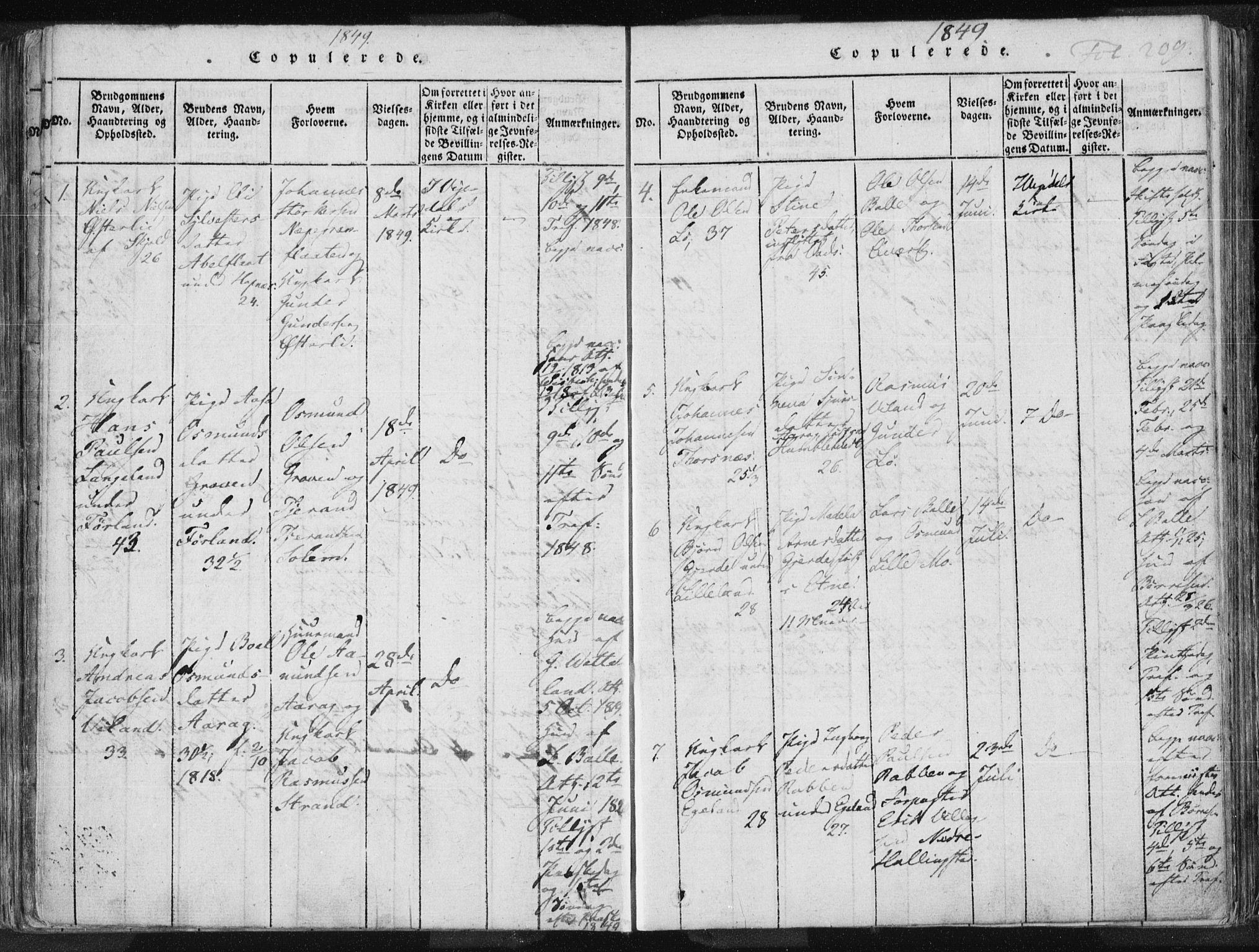 Vikedal sokneprestkontor, SAST/A-101840/01/IV: Parish register (official) no. A 3, 1817-1850, p. 209