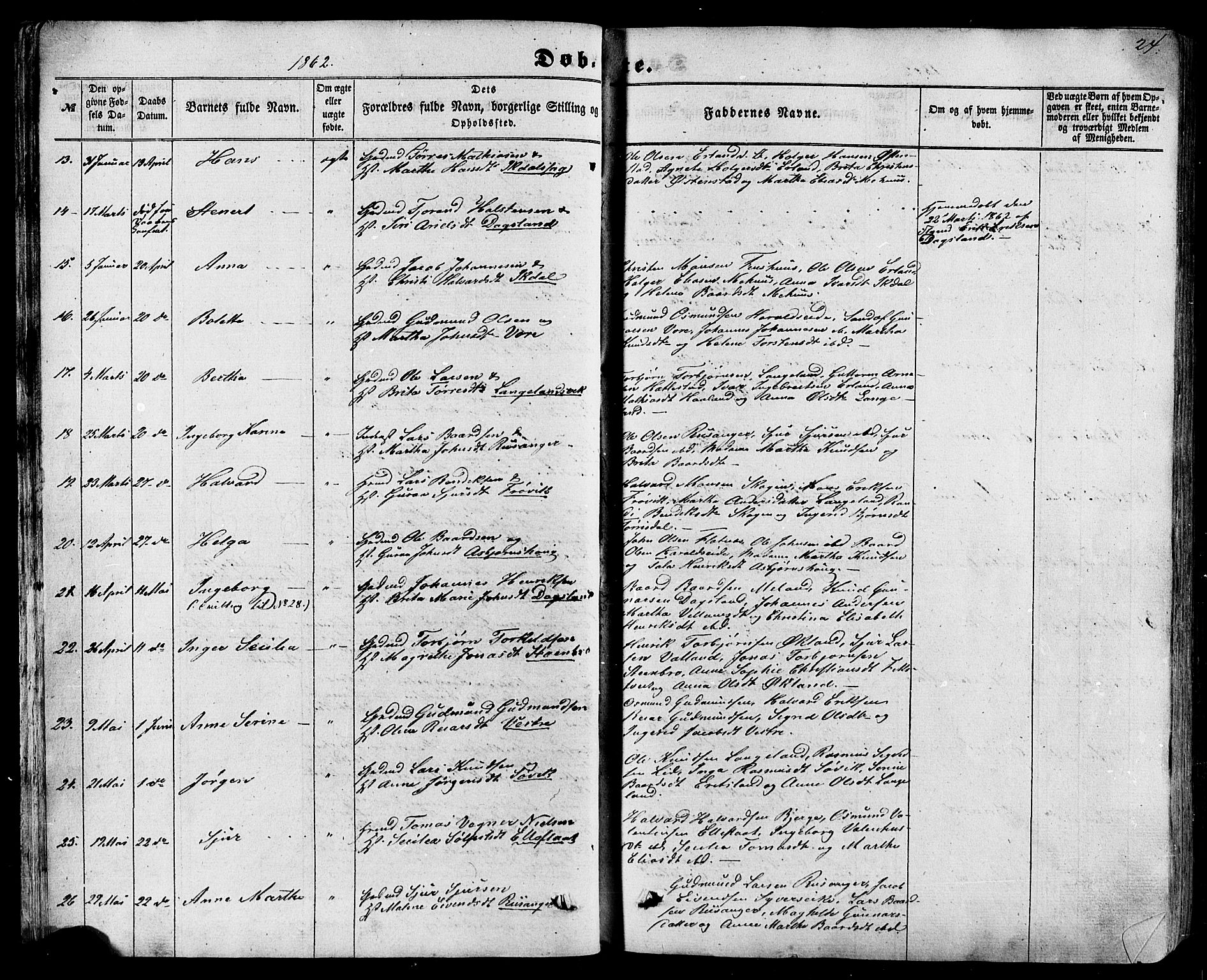 Skjold sokneprestkontor, AV/SAST-A-101847/H/Ha/Haa/L0008: Parish register (official) no. A 8, 1856-1882, p. 24