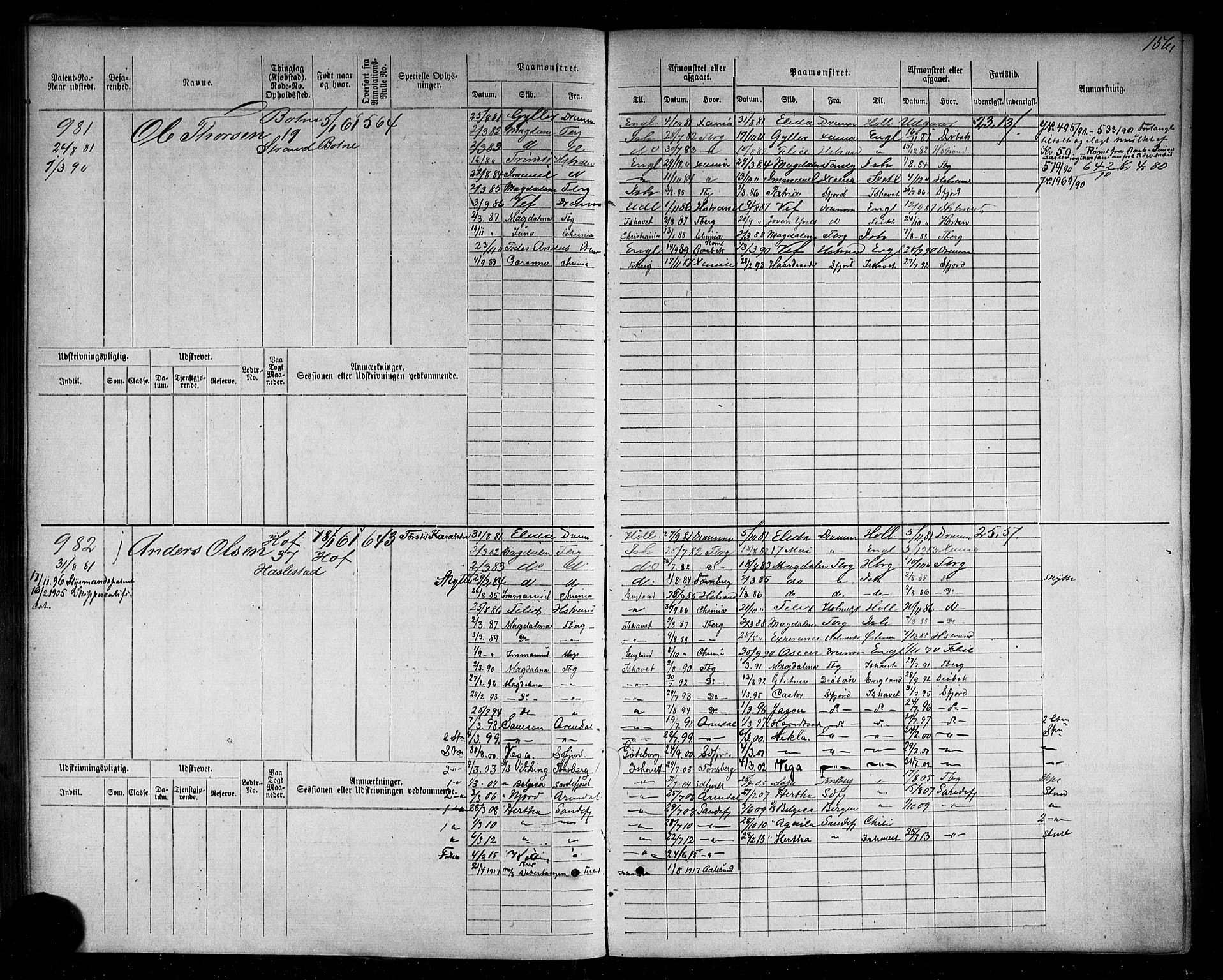 Holmestrand innrulleringskontor, AV/SAKO-A-1151/F/Fc/L0004: Hovedrulle, 1872-1913, p. 194