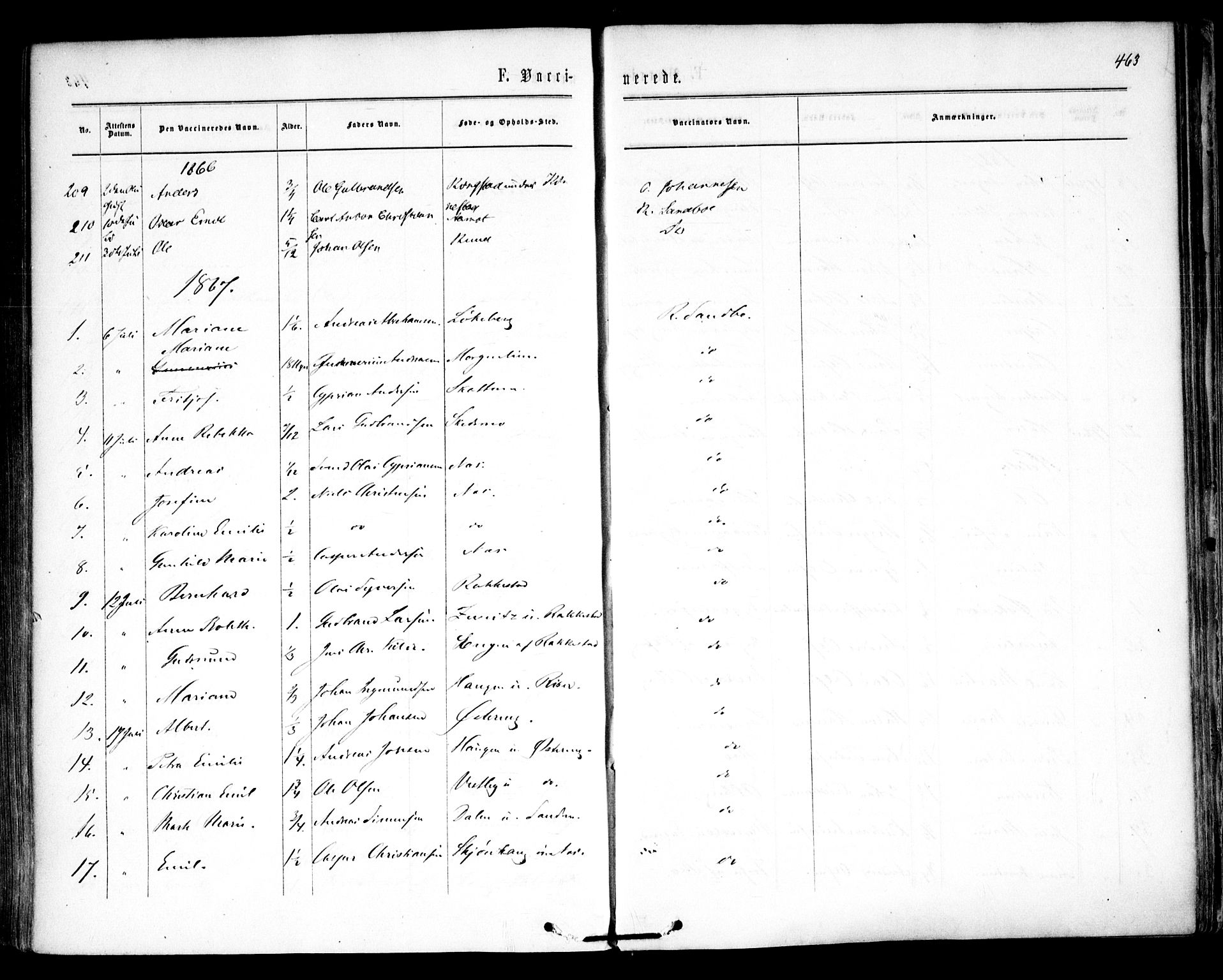 Høland prestekontor Kirkebøker, SAO/A-10346a/F/Fa/L0011: Parish register (official) no. I 11, 1862-1869, p. 463