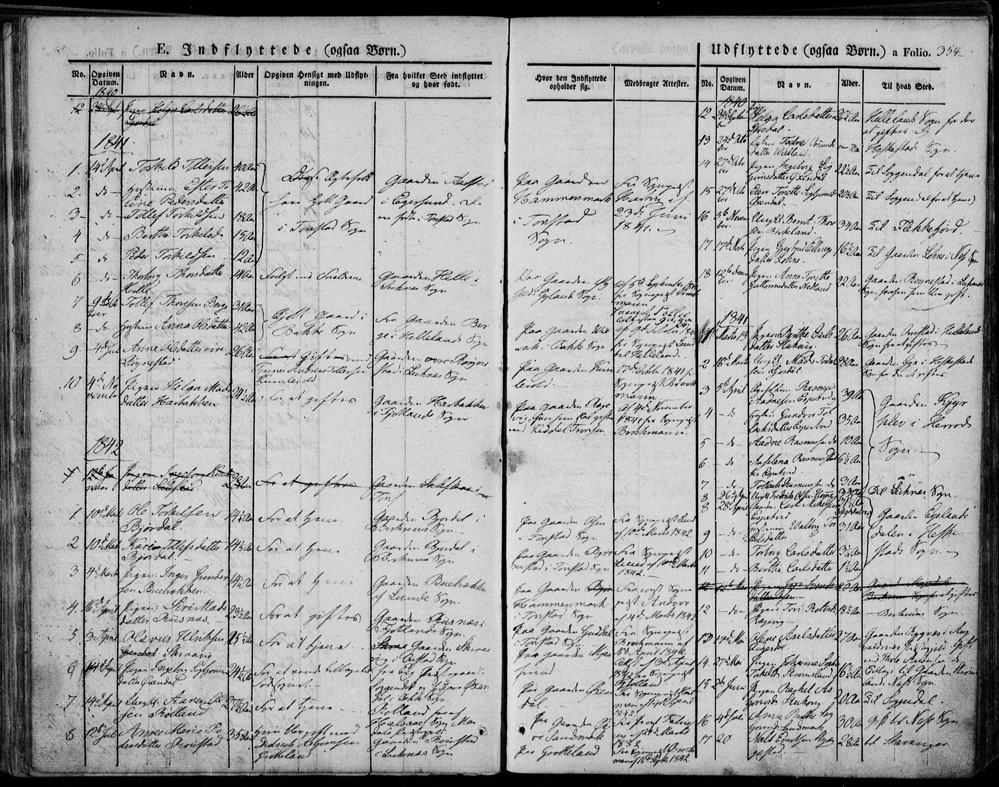 Bakke sokneprestkontor, SAK/1111-0002/F/Fa/Faa/L0004: Parish register (official) no. A 4, 1834-1846, p. 354