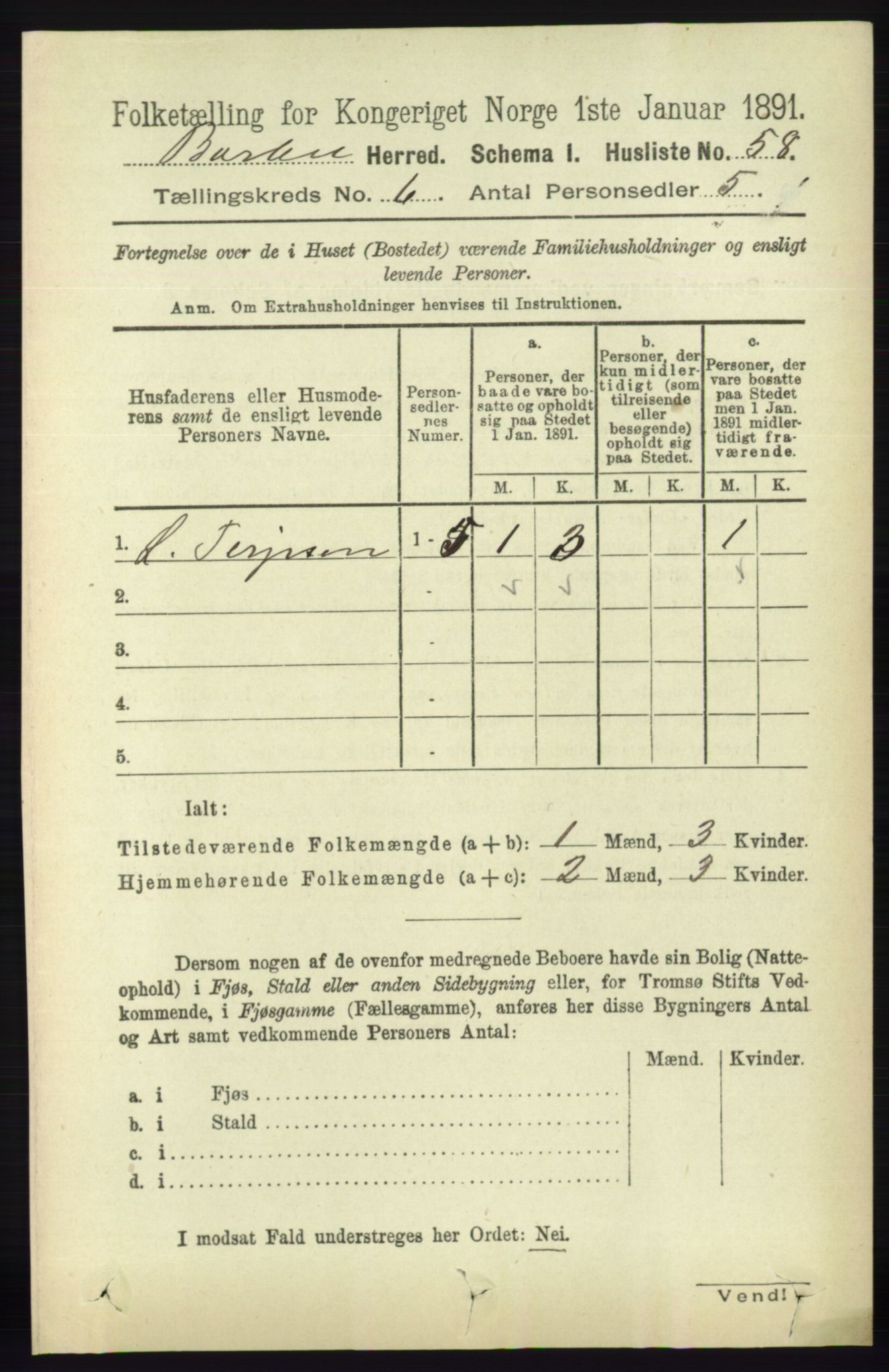 RA, 1891 census for 0990 Barbu, 1891, p. 4412