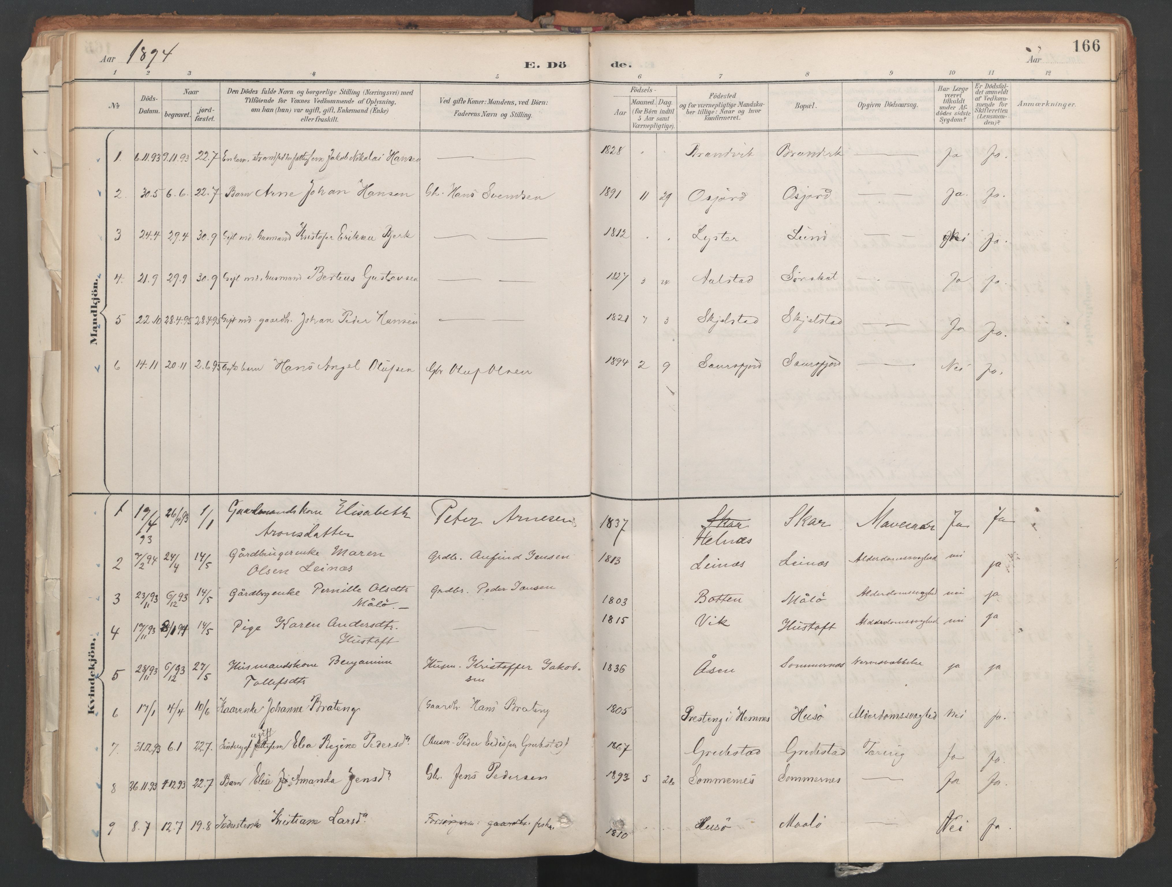 Ministerialprotokoller, klokkerbøker og fødselsregistre - Nordland, AV/SAT-A-1459/857/L0822: Parish register (official) no. 857A02, 1890-1917, p. 166